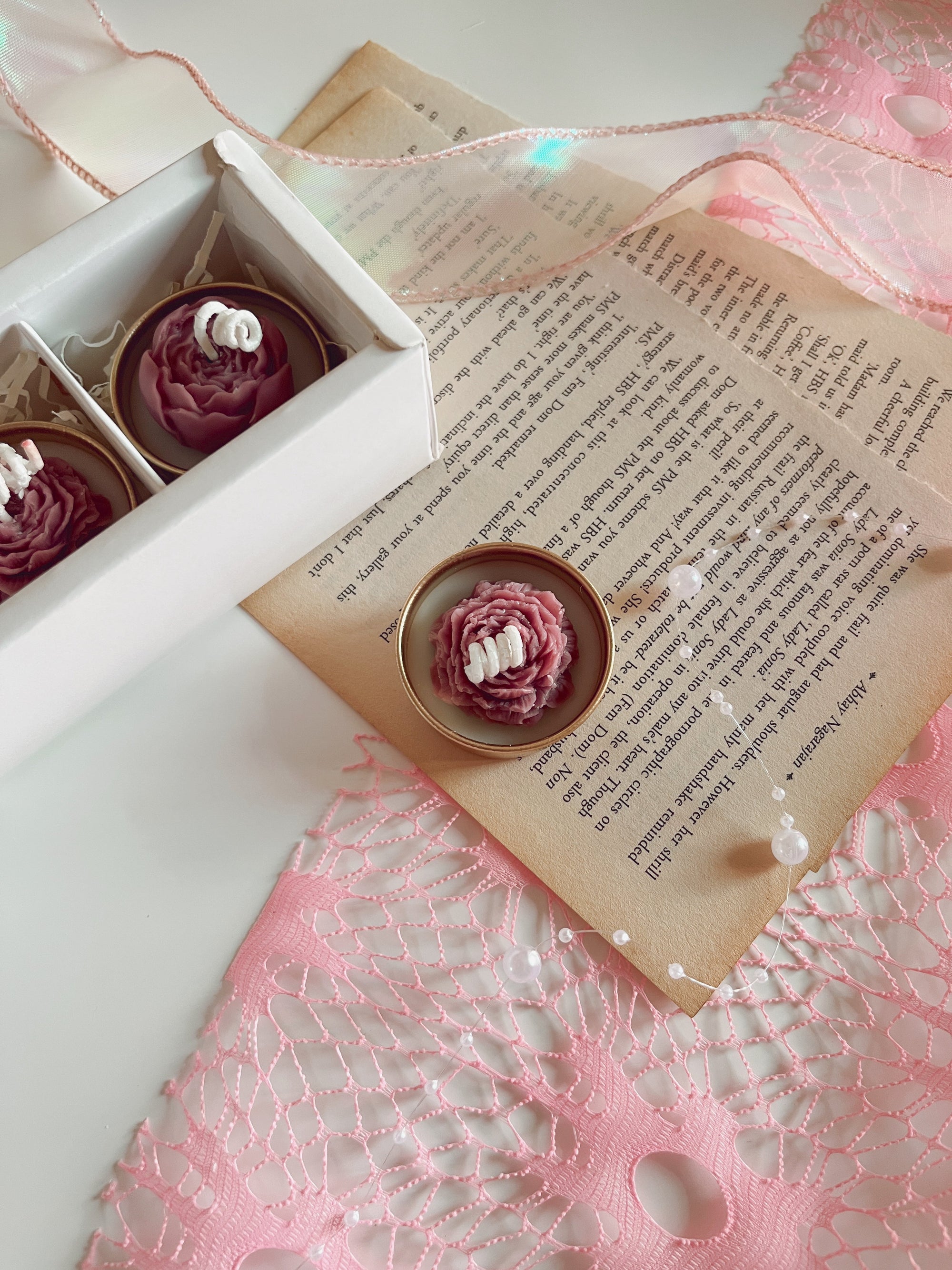 Tealight Candles set of 6-Golden Flower Design