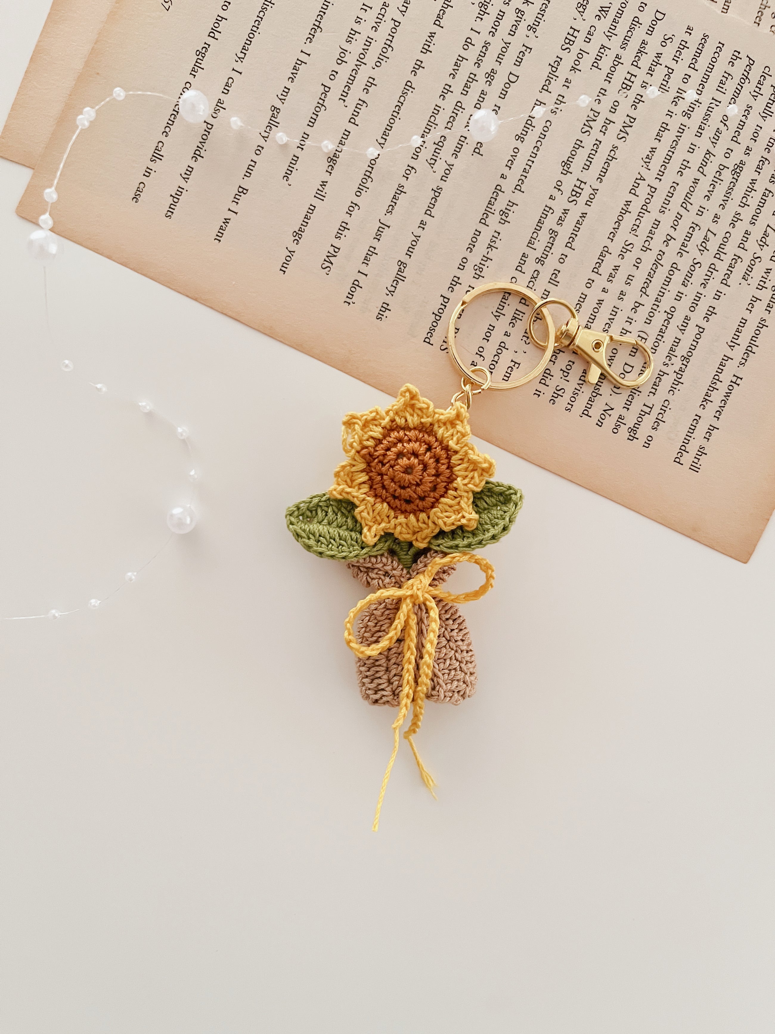 Crochet Wraped Sunflower Keychain