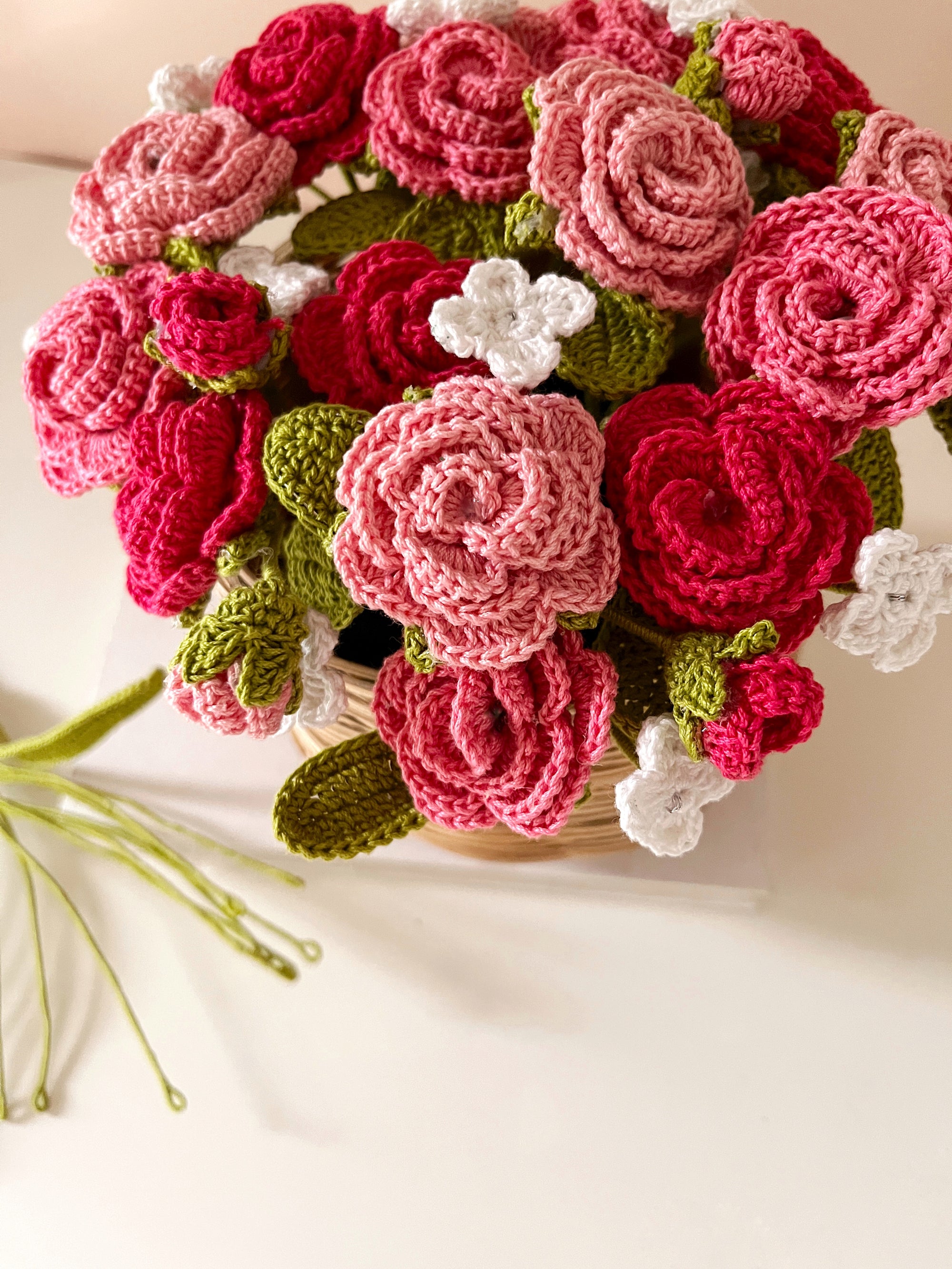 Crochet Rose Basket
