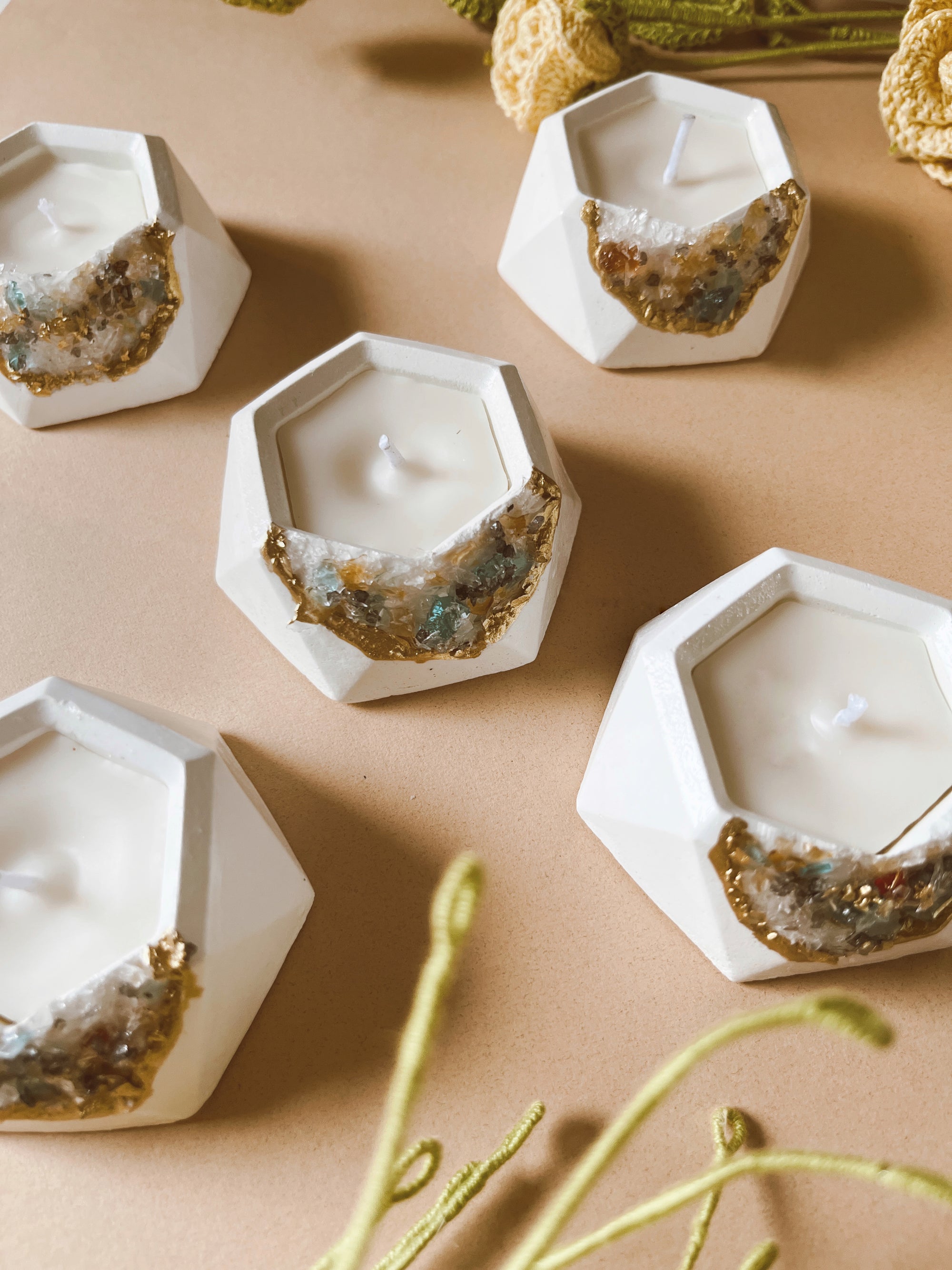 Concrete & Crystal Tea Light