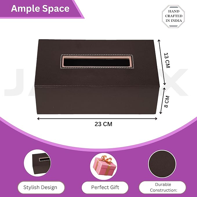 Leather Tissue Box- Black