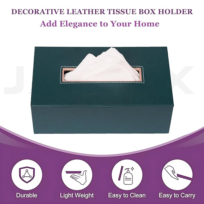Leather Tissue Box-Bottle Green