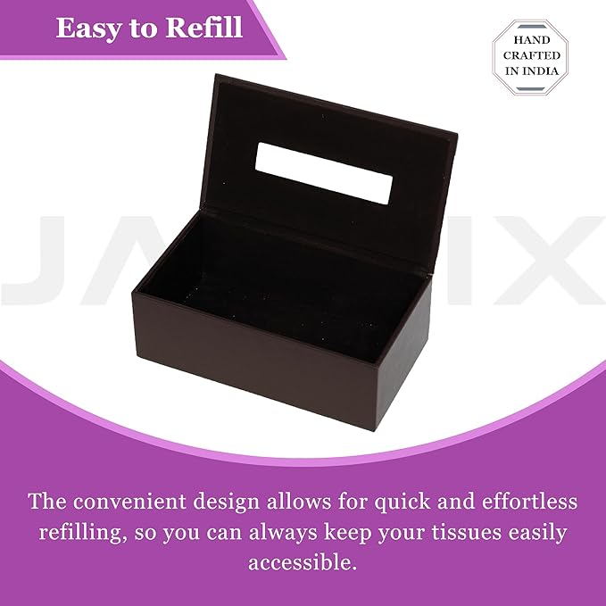 Leather Tissue Box- Black