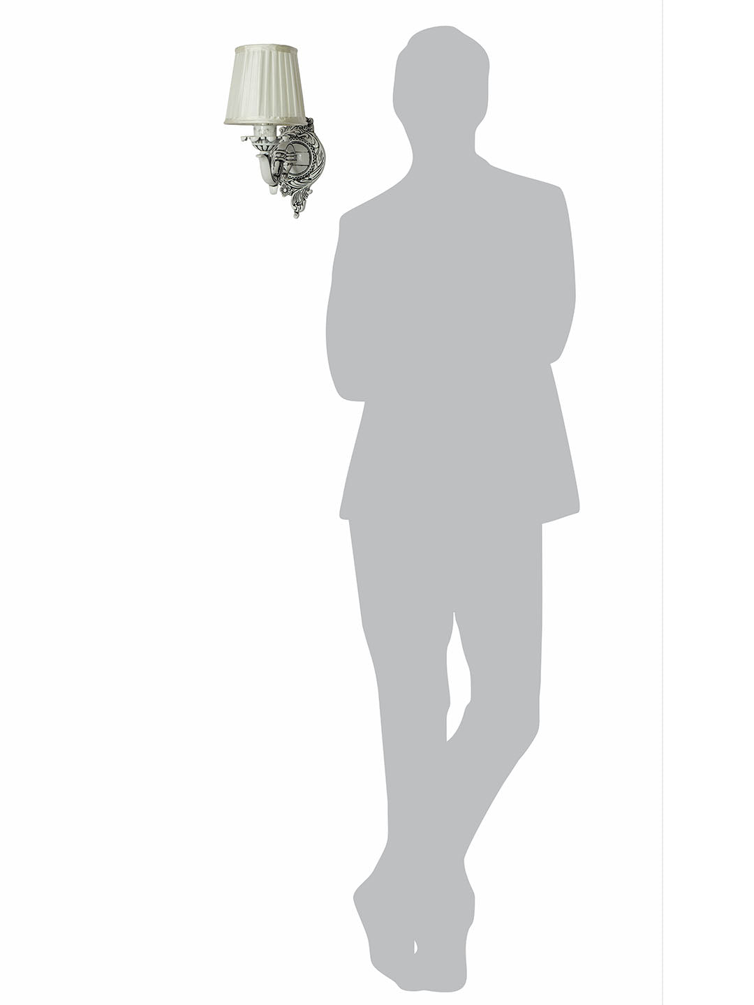 Traditional Single Swan Wall Sconce in Antique White with Pleated Fabric Shade