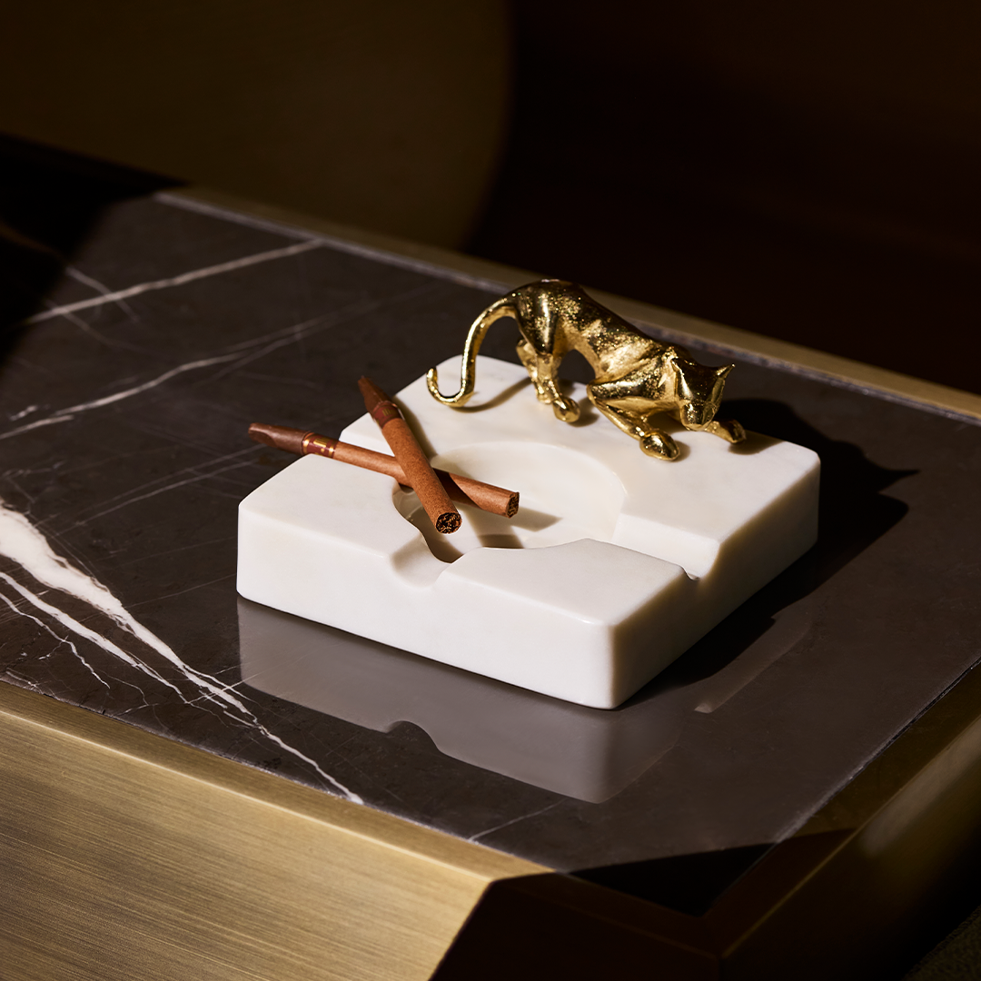 Feral Luxe - Handmade Marble Ashtray with Panther