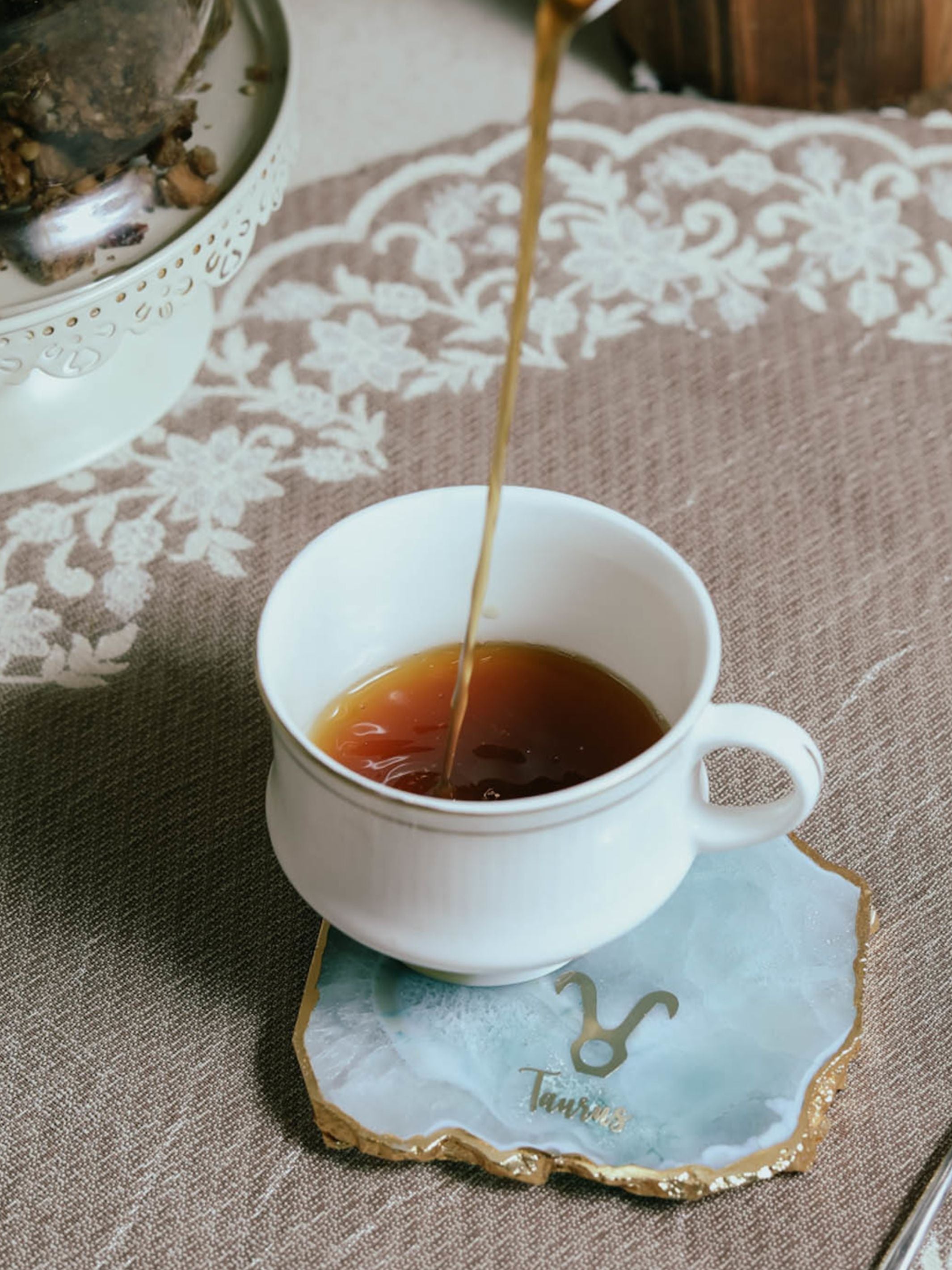 Turquoise Agate Zodiac Sign Taurus Table Coaster