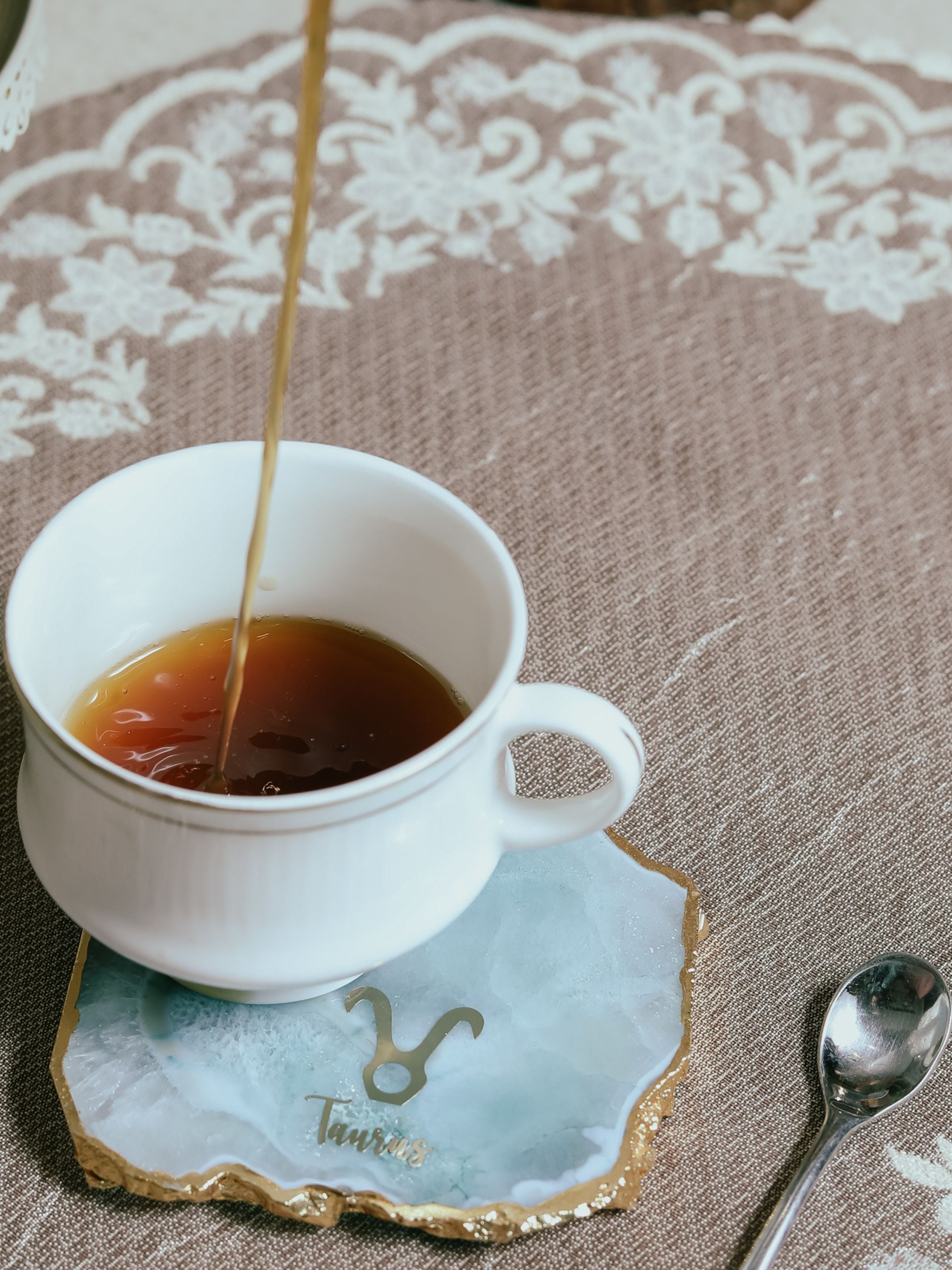 Turquoise Agate Zodiac Sign Taurus Table Coaster