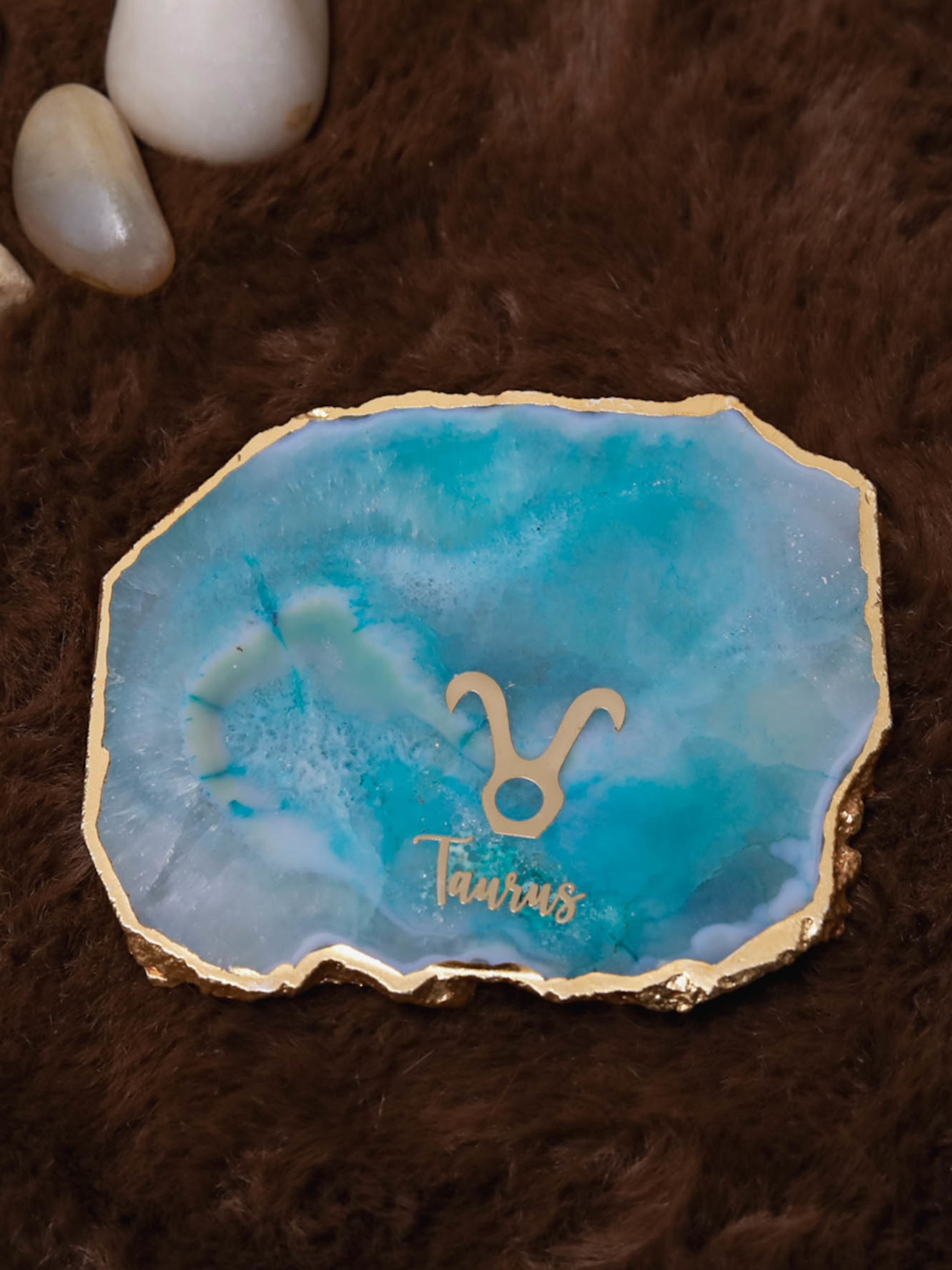 Turquoise Agate Zodiac Sign Taurus Table Coaster