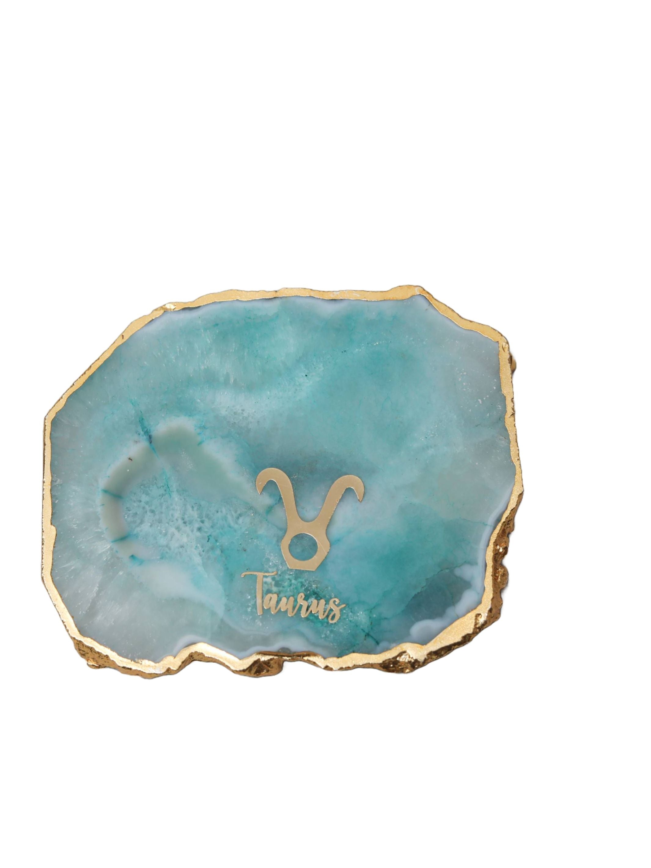 Turquoise Agate Zodiac Sign Taurus Table Coaster