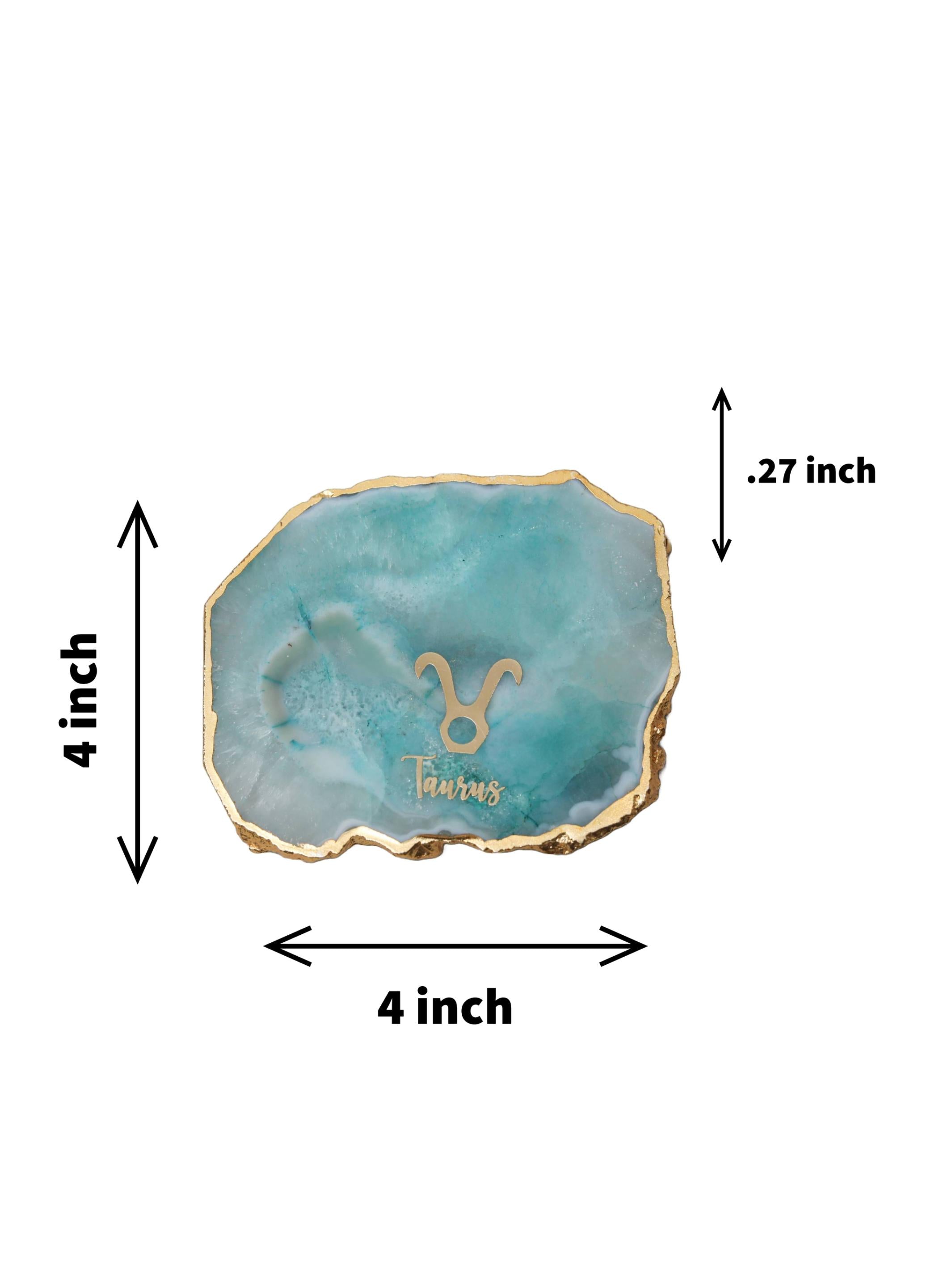 Turquoise Agate Zodiac Sign Taurus Table Coaster