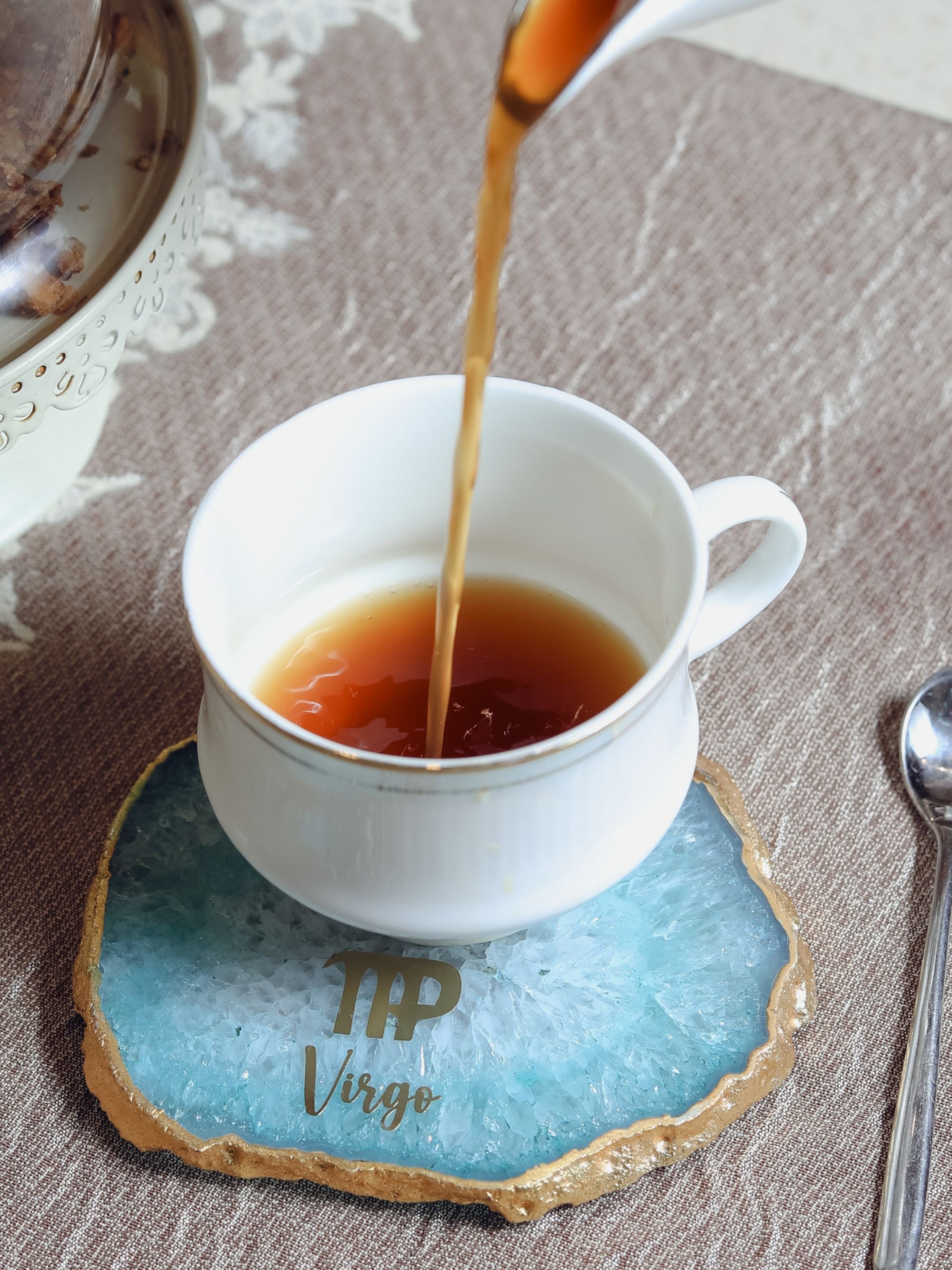 Turquoise Agate Zodiac Sign Virgo Table Coaster