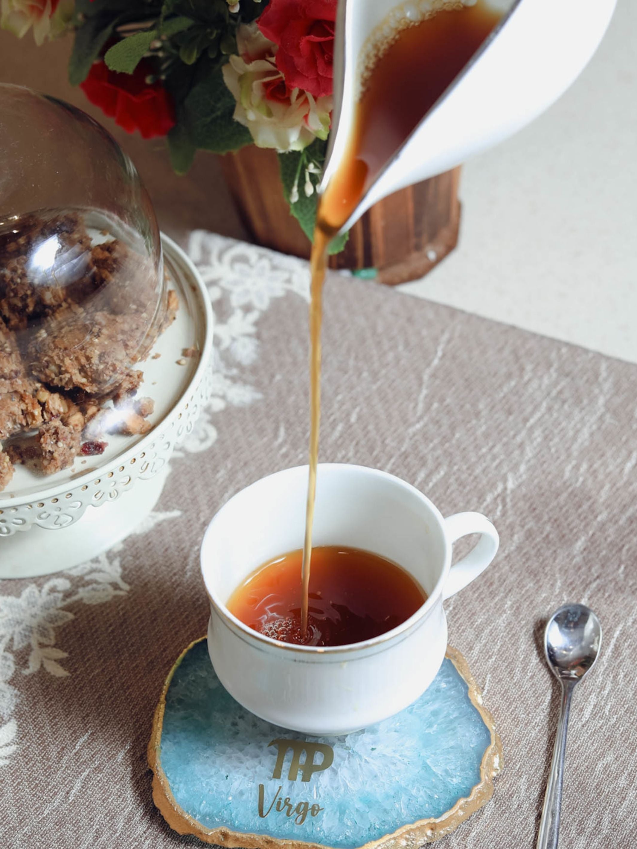 Turquoise Agate Zodiac Sign Virgo Table Coaster