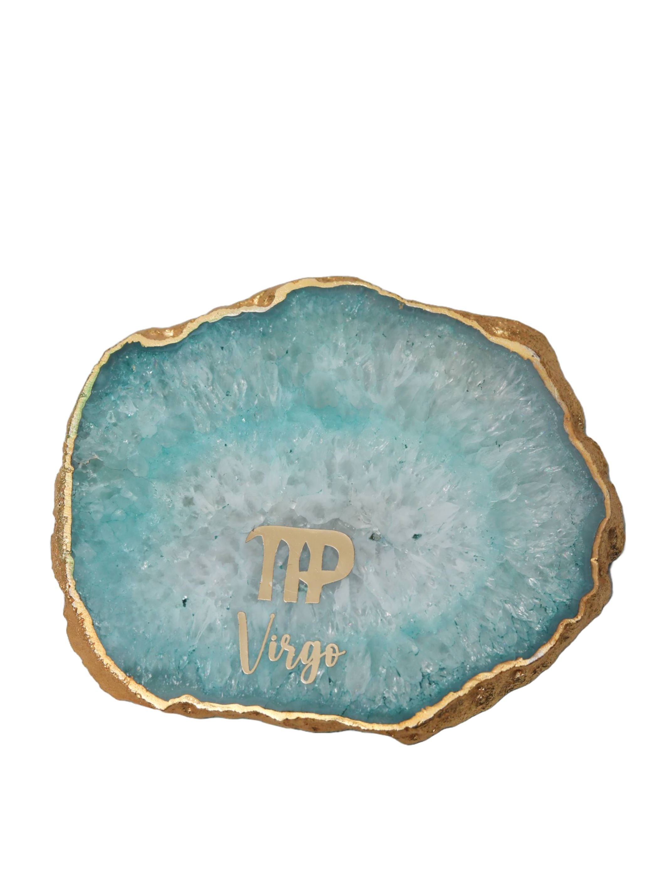 Turquoise Agate Zodiac Sign Virgo Table Coaster