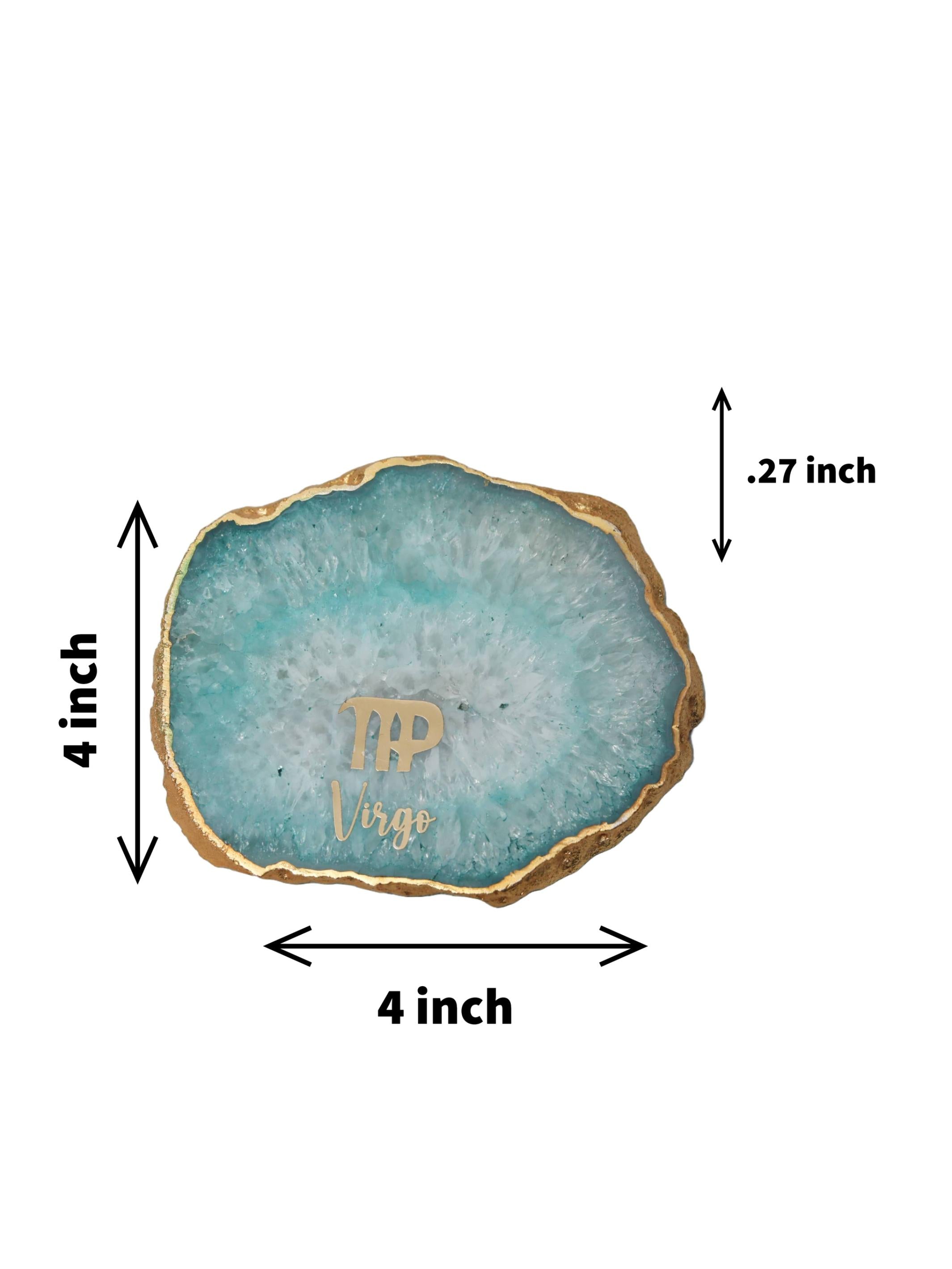 Turquoise Agate Zodiac Sign Virgo Table Coaster