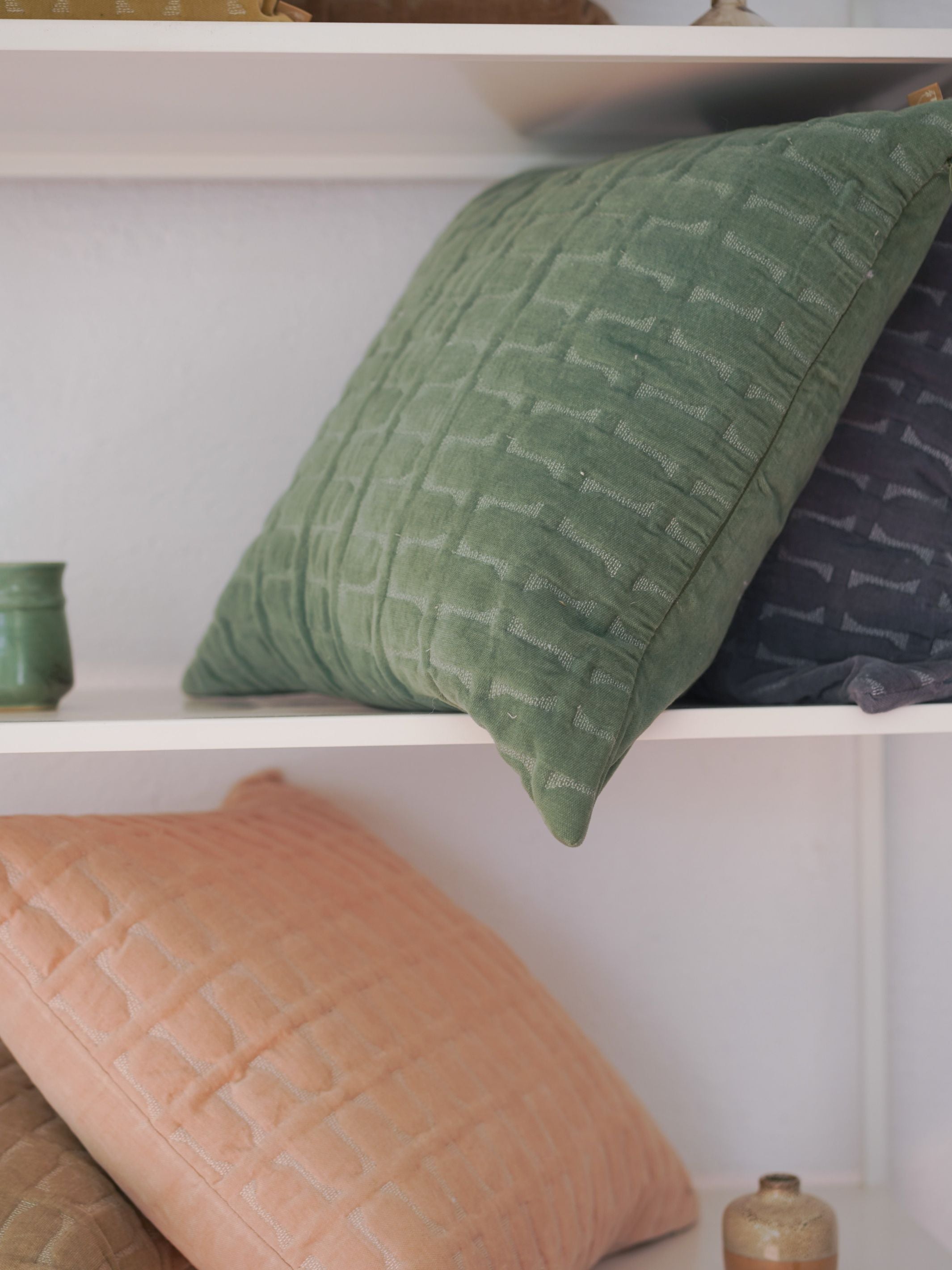 Twig Blush Embroidered Velvet Cushion Cover