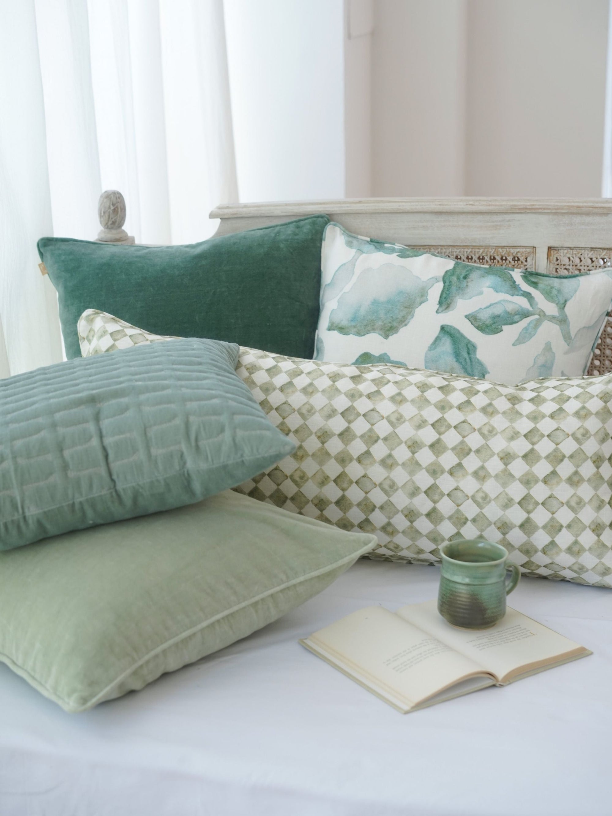 Twig Fern Embroidered Velvet Cushion Cover