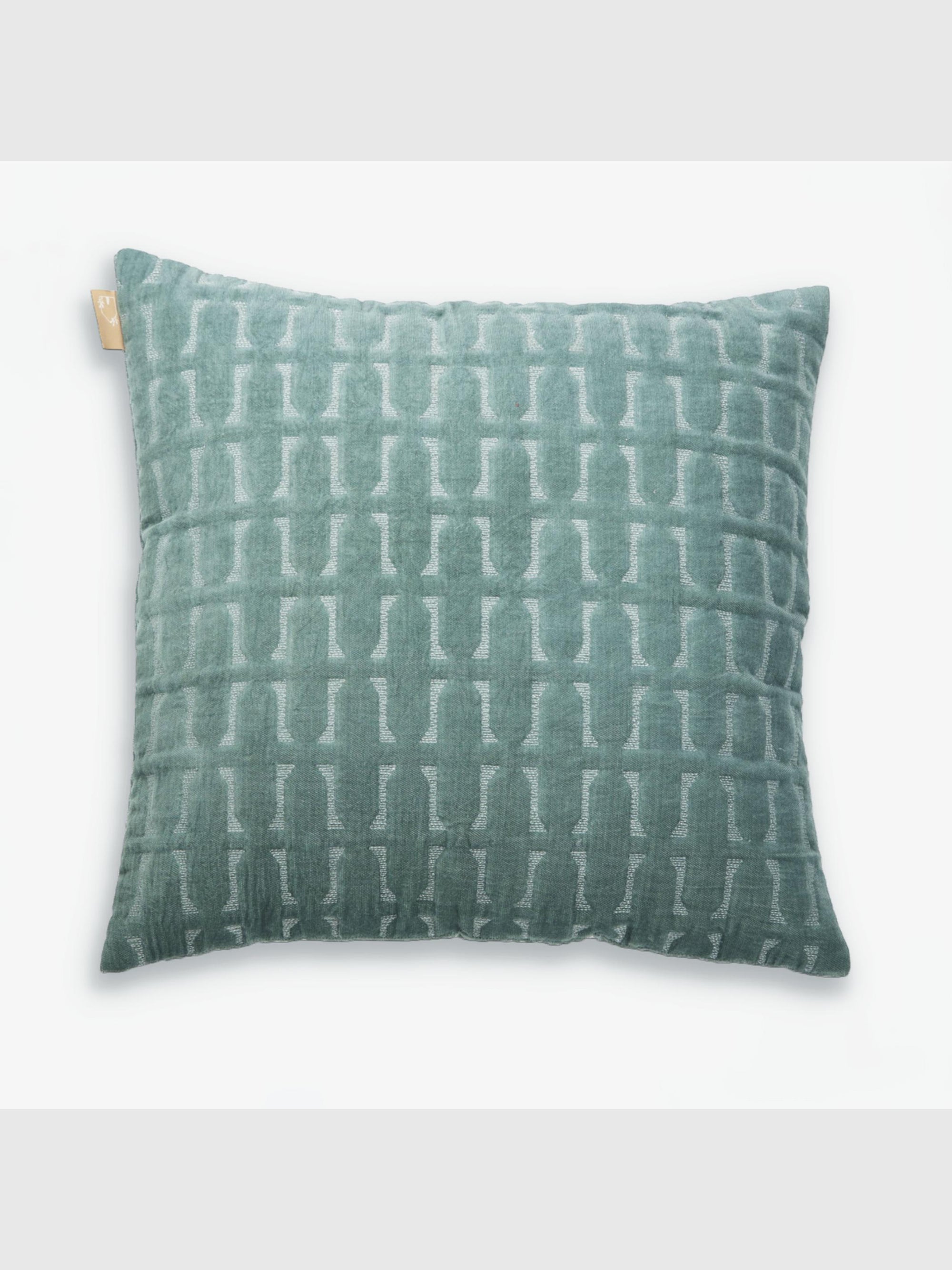 Twig Teal Embroidered Velvet Cushion Cover