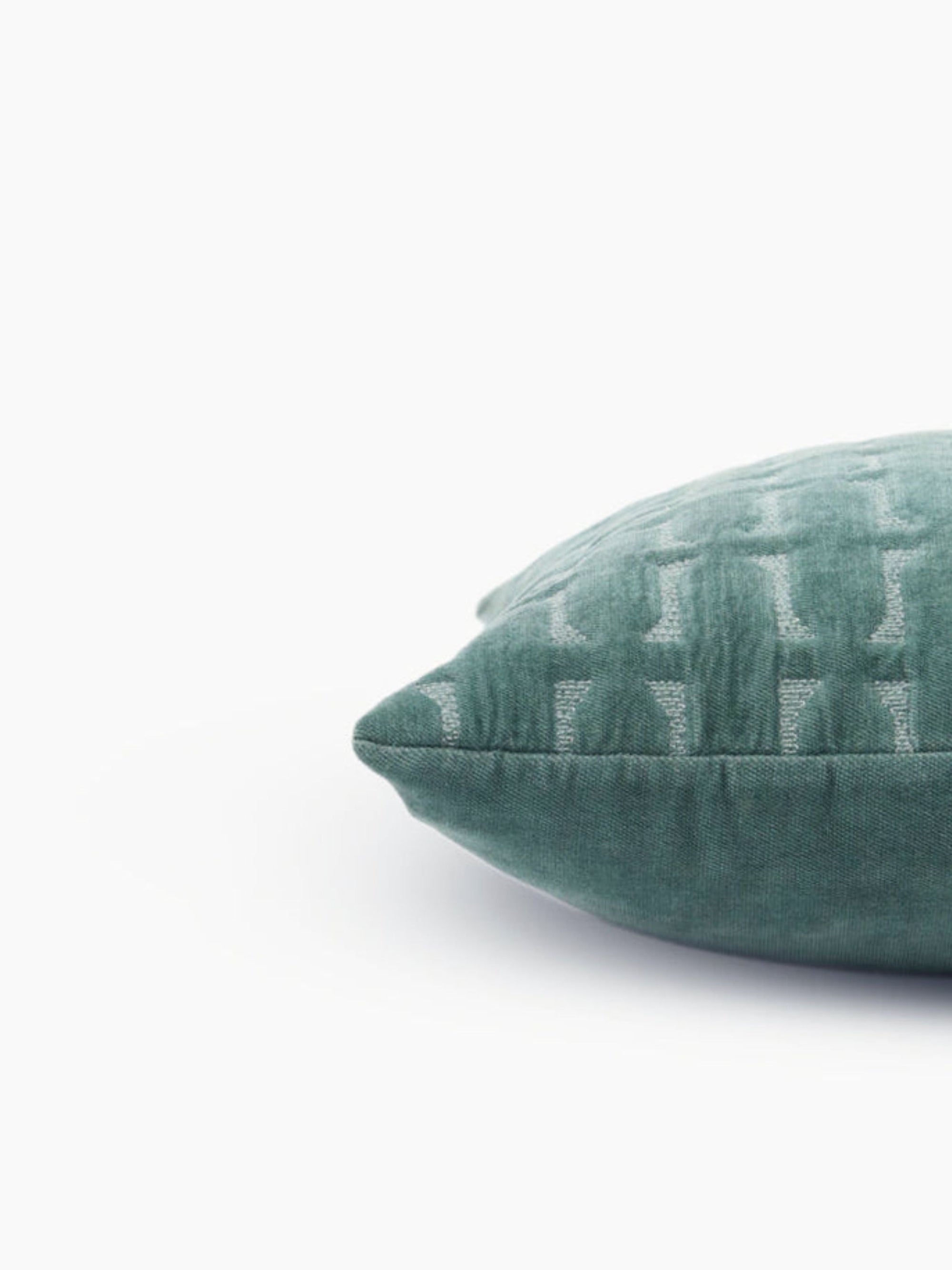 Twig Teal Embroidered Velvet Cushion Cover