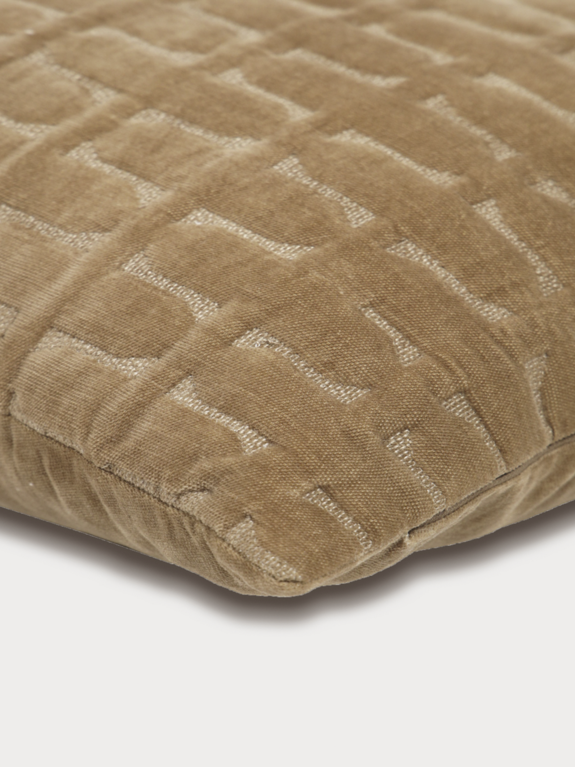 Twig Tan Brown Embroidered Velvet Cushion Cover