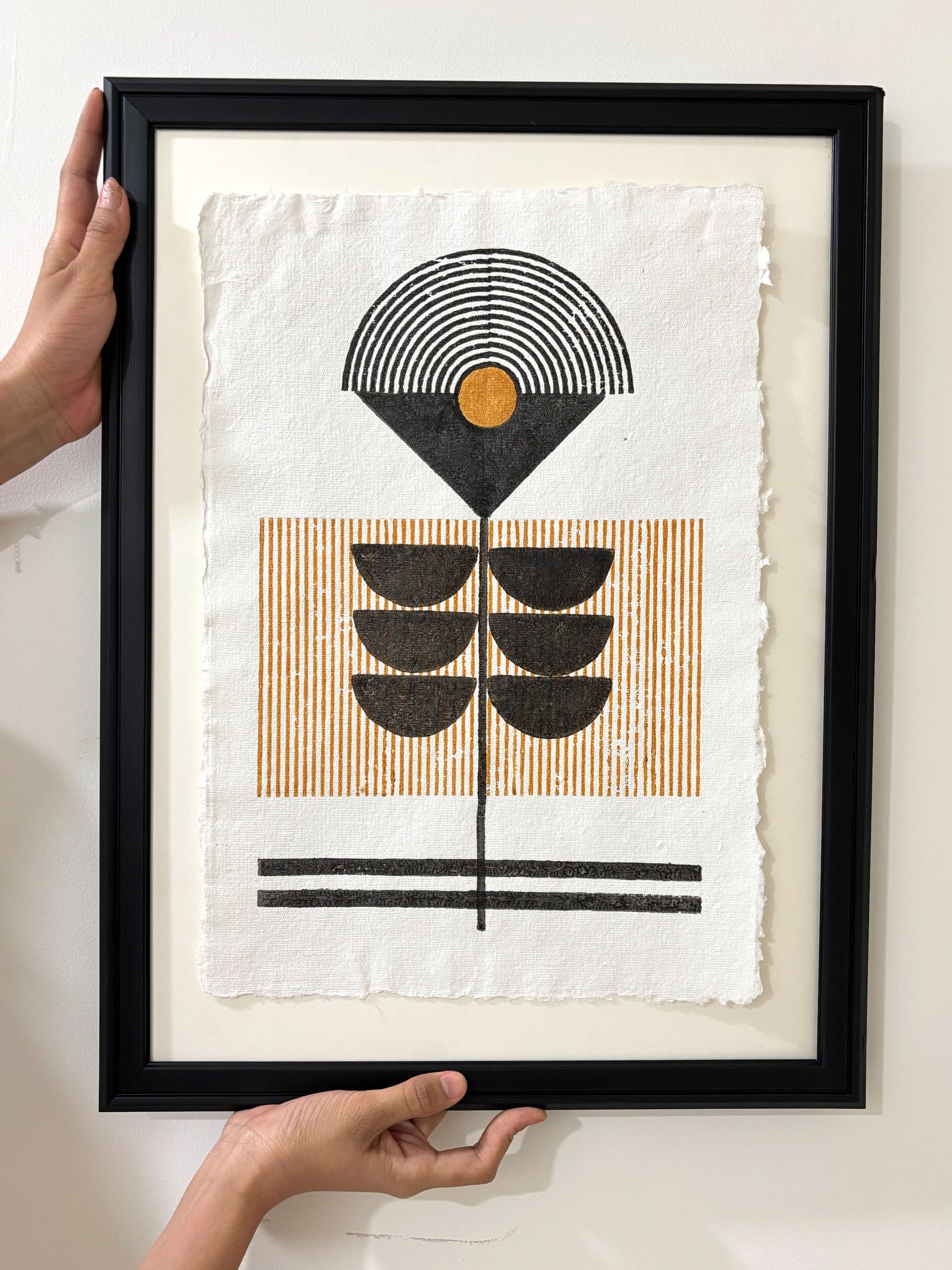Wall Frame l Handblock printed artwork on handmade paper l 20" x 16"