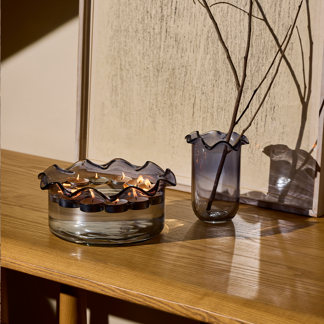 Sculptural Grey - urli Handblown Glass Bowl & Vase