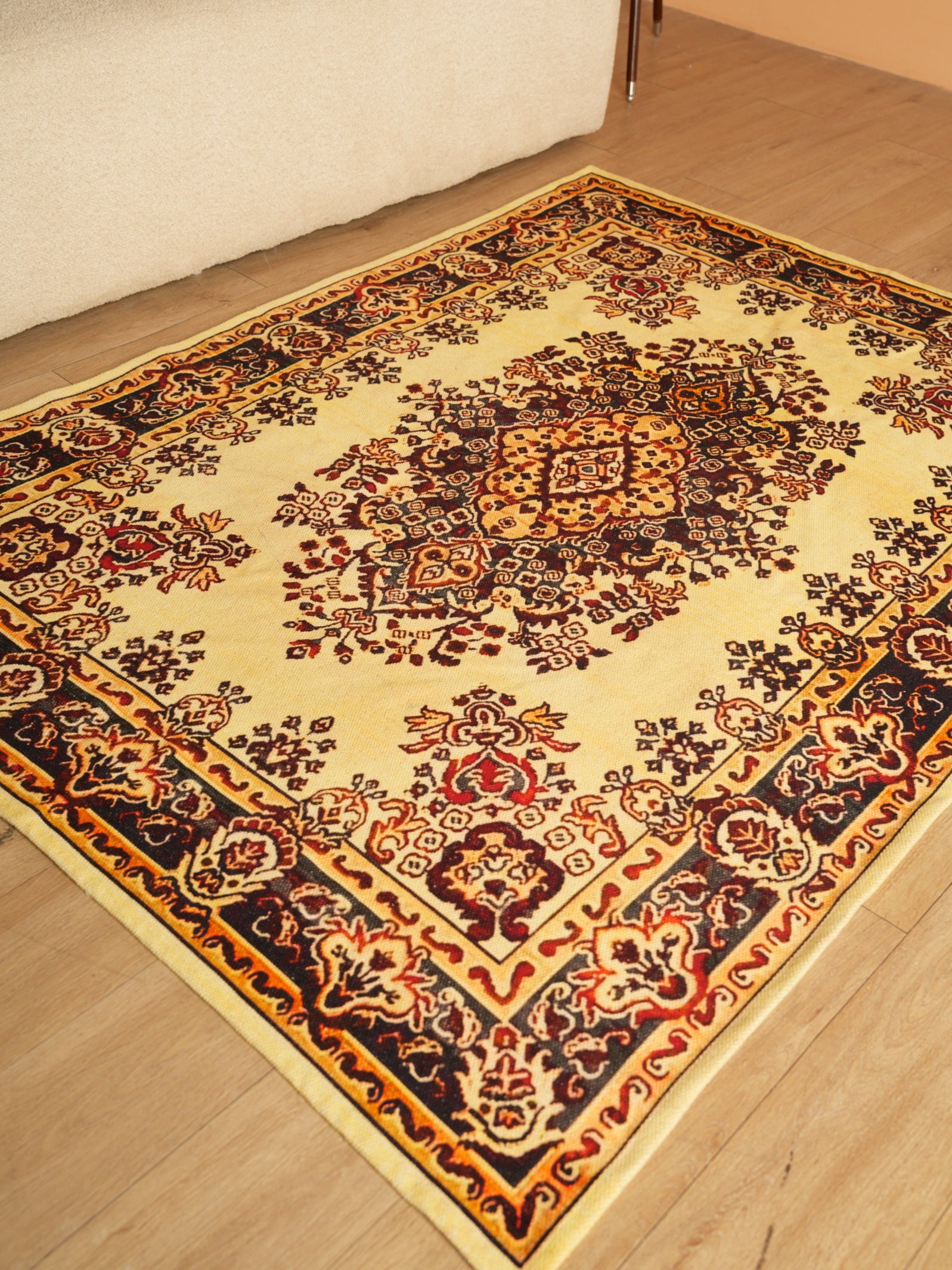 Persian Style Area Rug with Floral Medallion