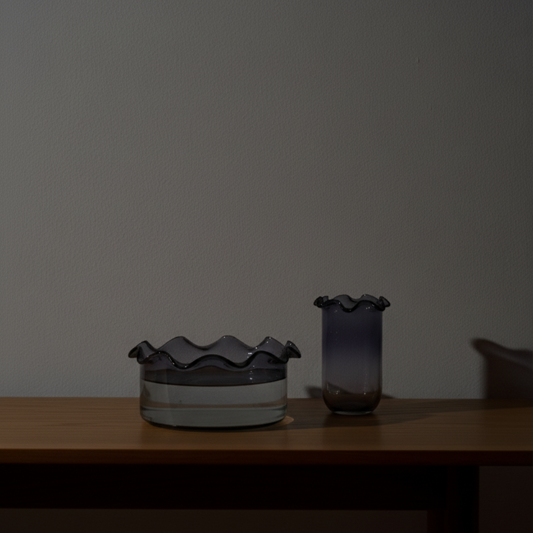 Sculptural Grey - urli Handblown Glass Bowl & Vase