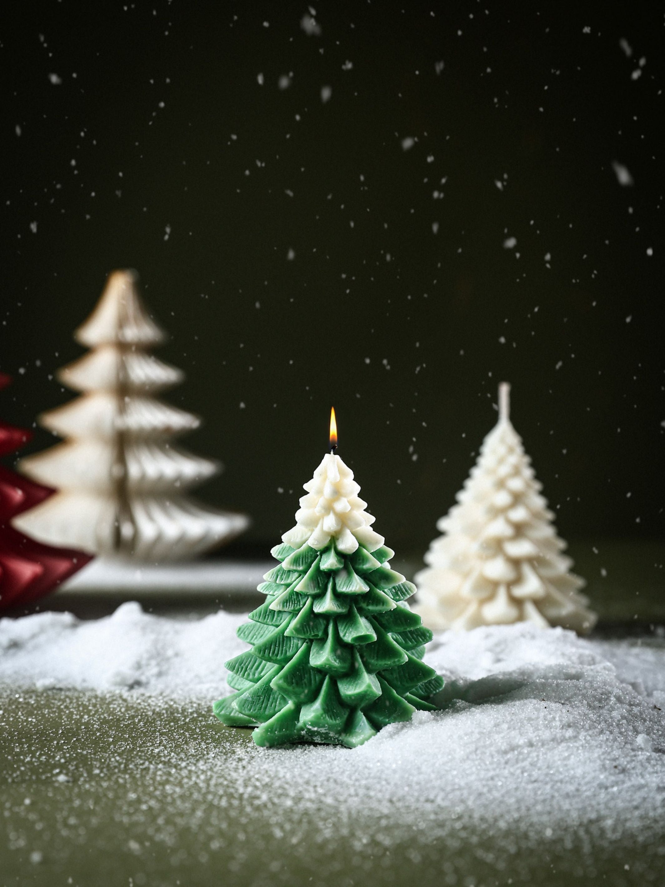 Ombre Green Christmas Tree Candle