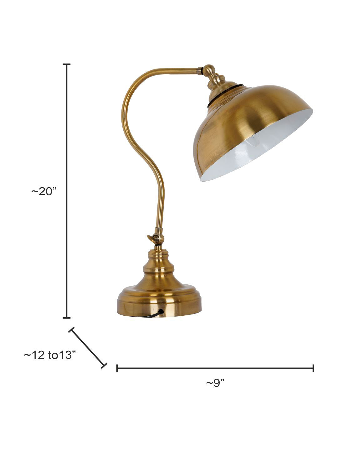 Vintage Charm: Adjustable Gooseneck Antique Brass Table Lamp for Reading & Tasks