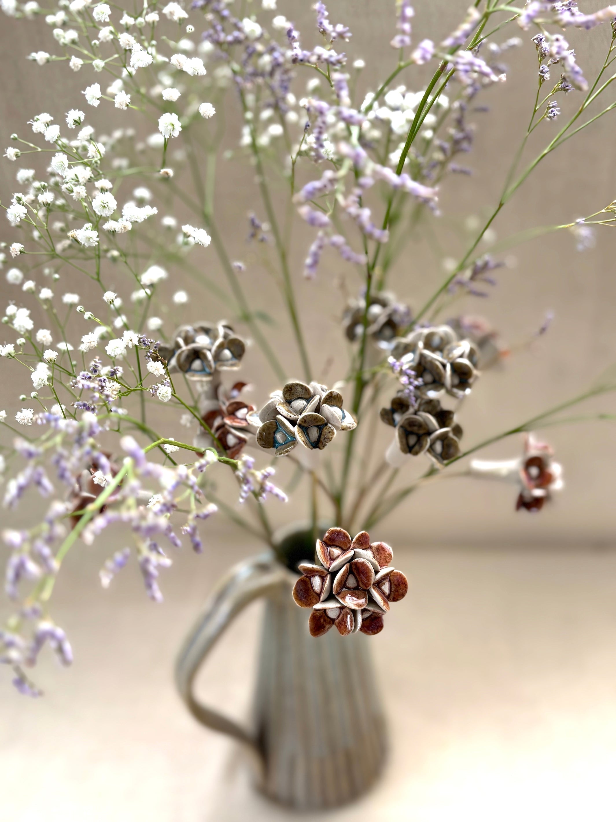 Vintage Hydrengea - Two flower Stem Mixed