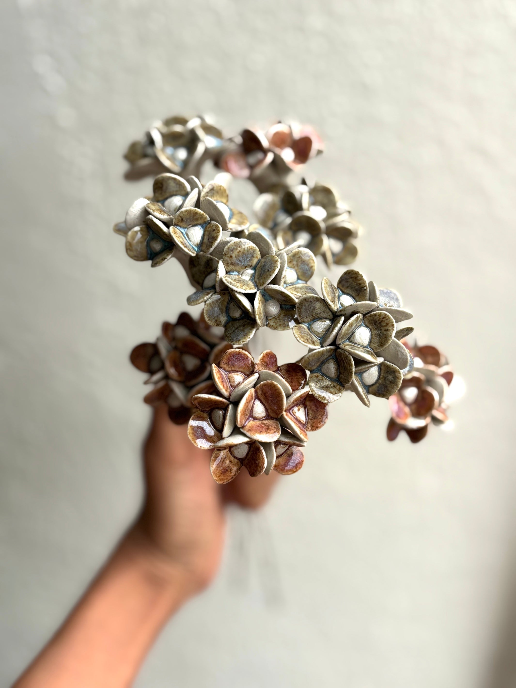 Vintage Hydrengea - Two flower Stem Mixed