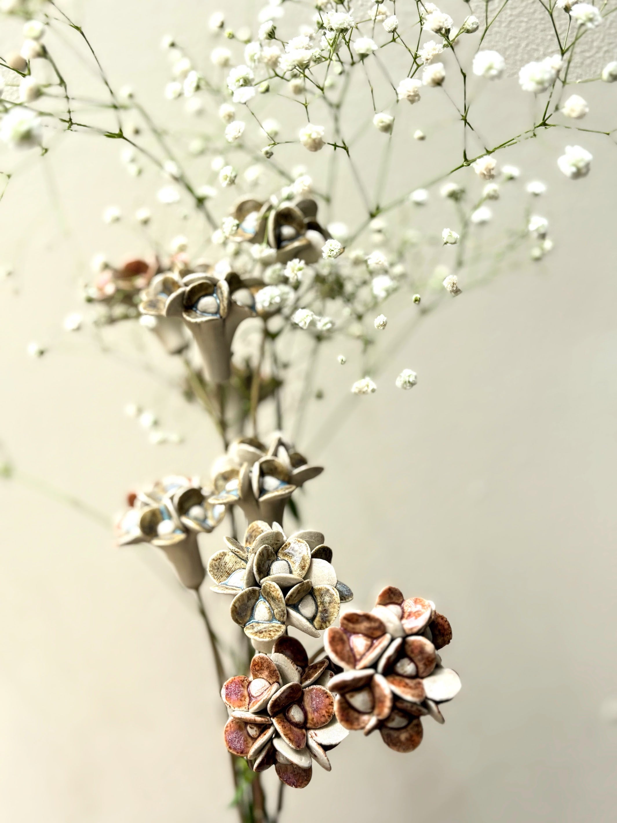 Vintage Hydrengea - Two flower Stem Mixed