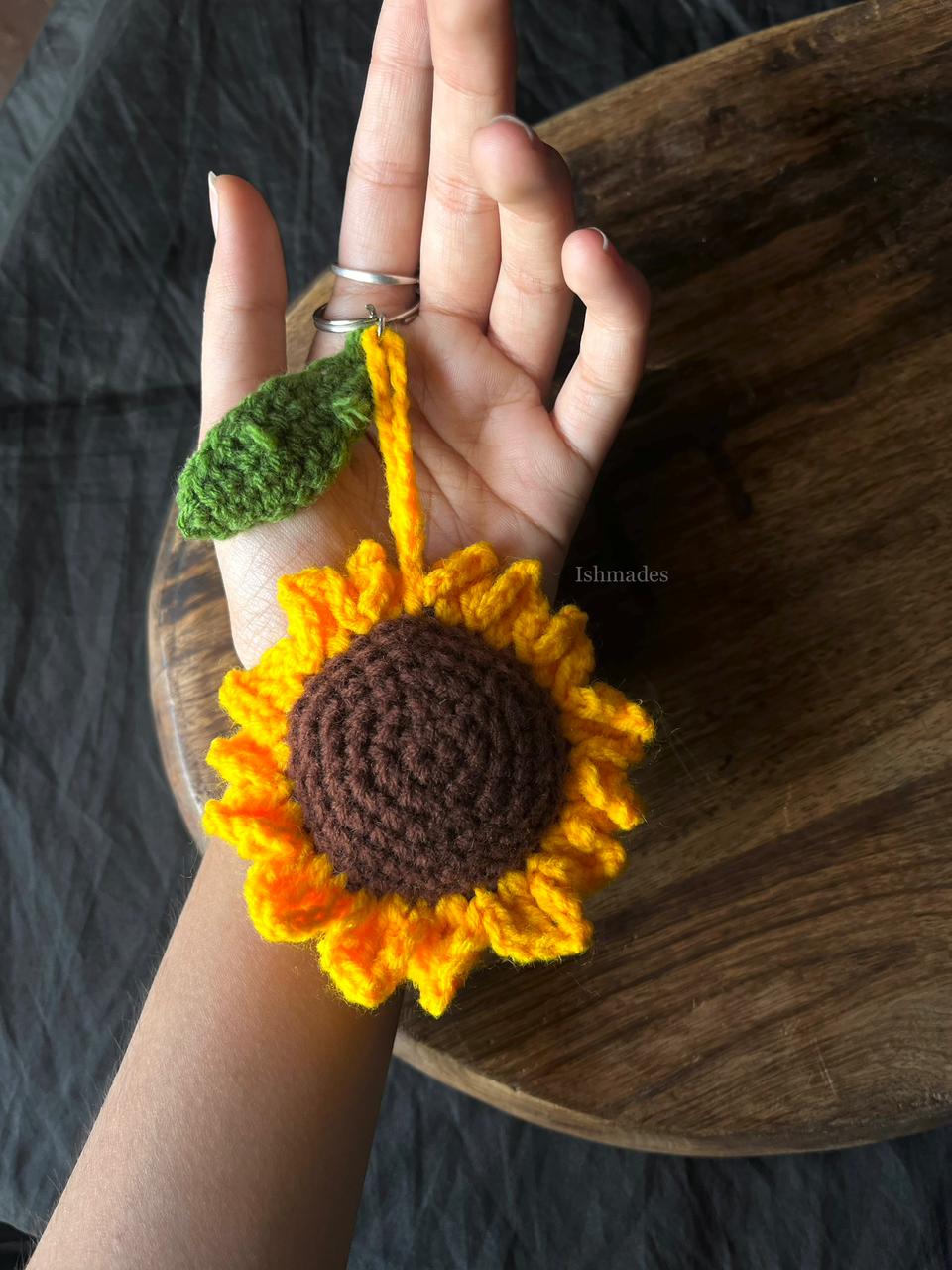 Sunflower Crochet Keychain