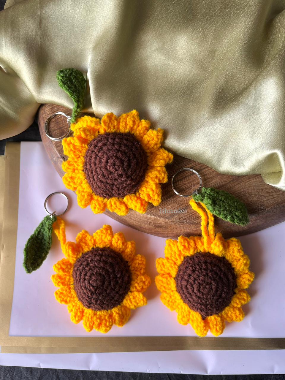Sunflower Crochet Keychain