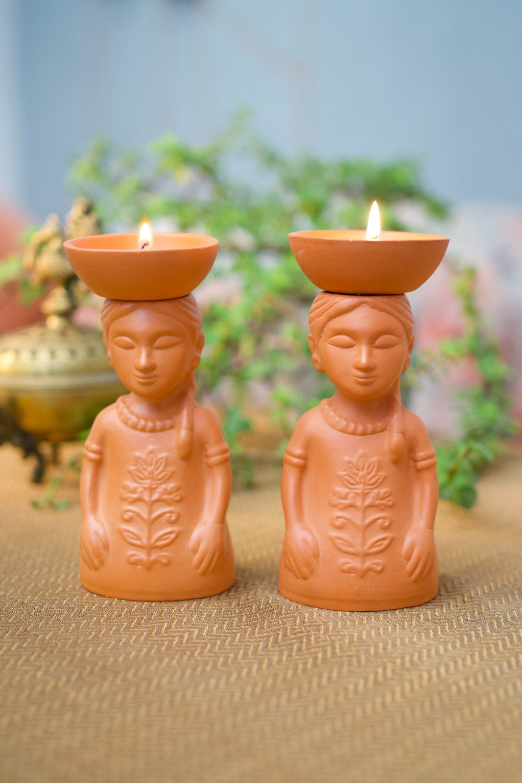 Set Of 2 Girl Diya