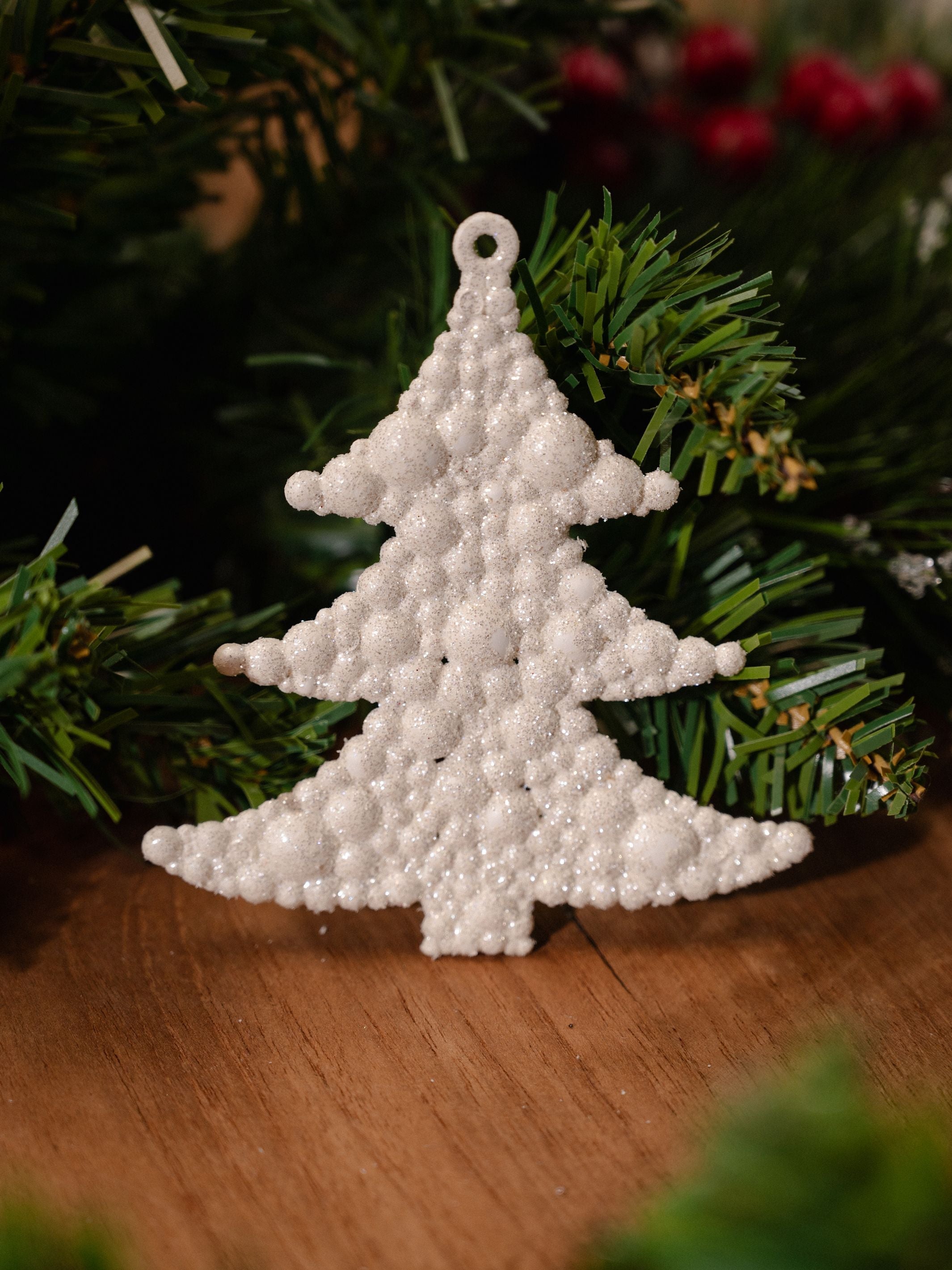 White Christmas Tree Shaped Hanging Pack Of 2