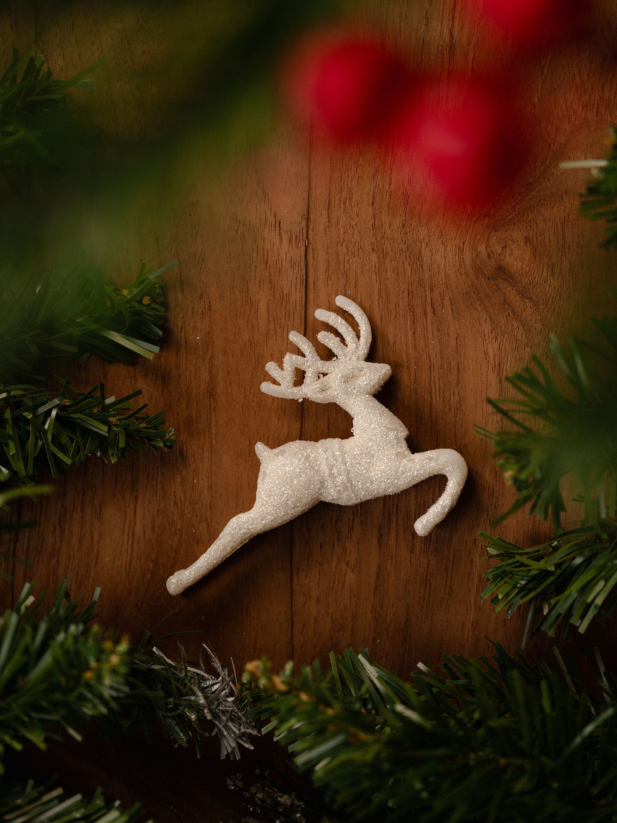White Reindeer Christmas Tree Hanging Pack Of 2
