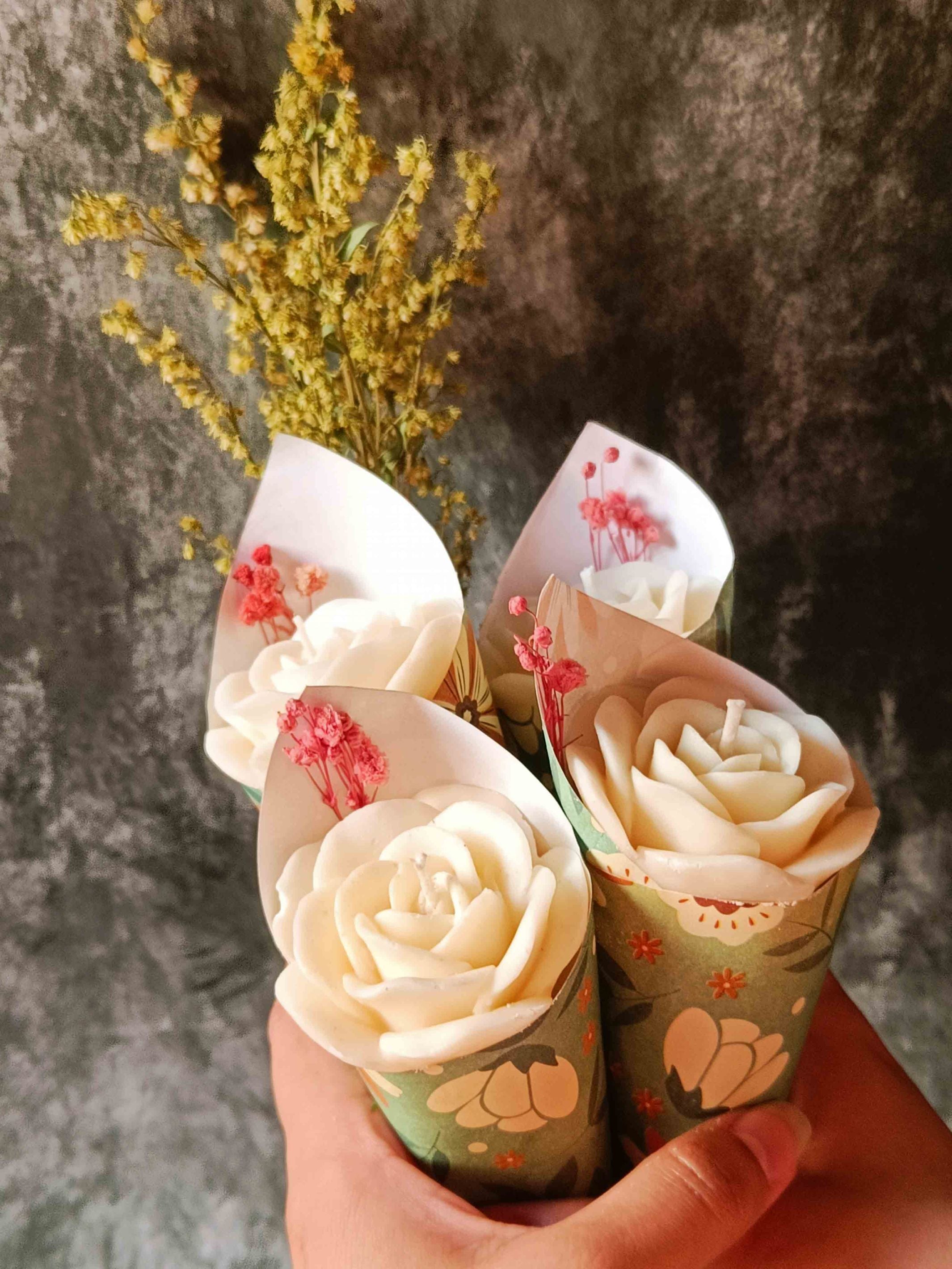Candle Flower Bouquet Sets - White Rose