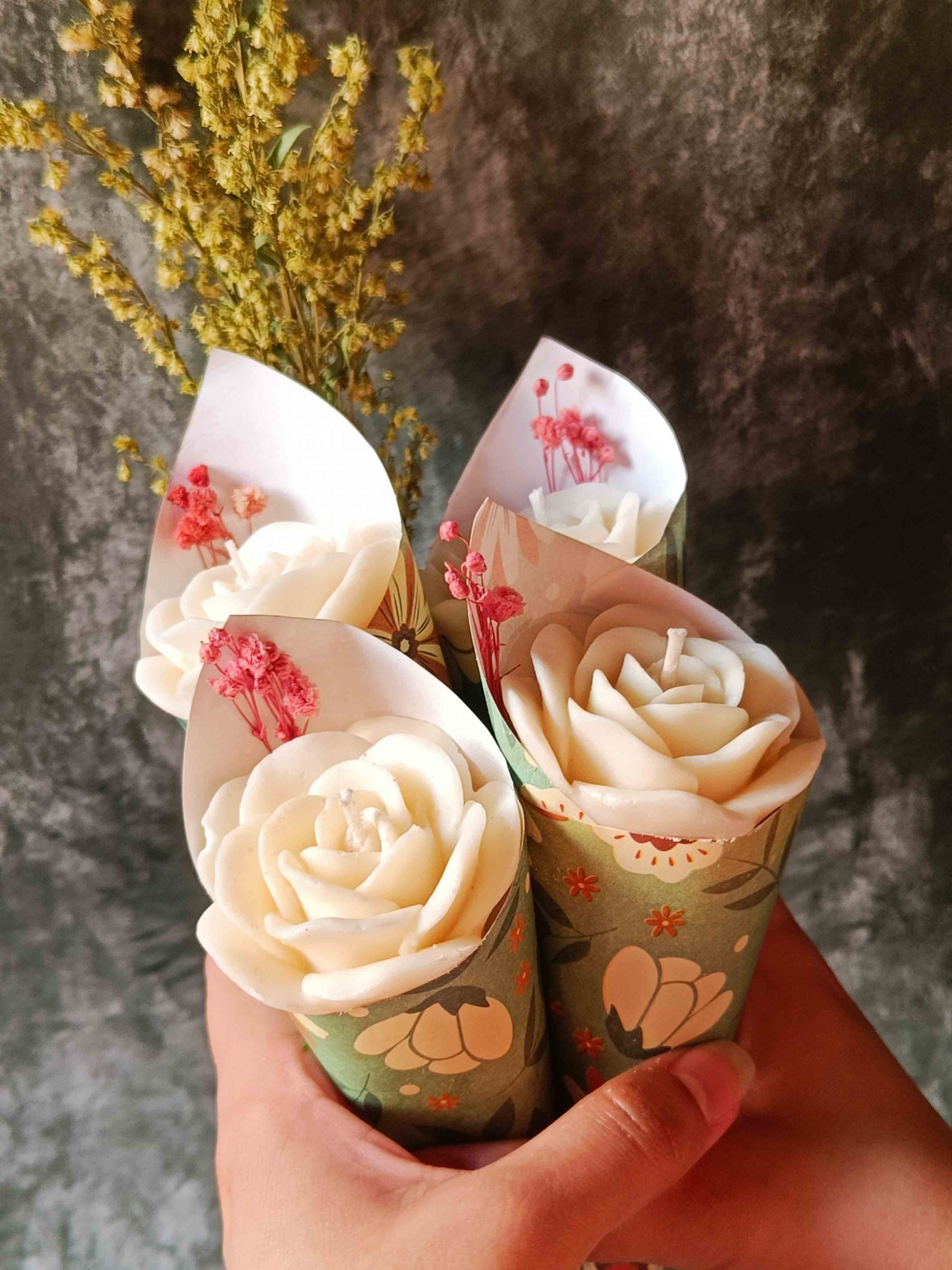 Candle Flower Bouquet Sets - White Rose