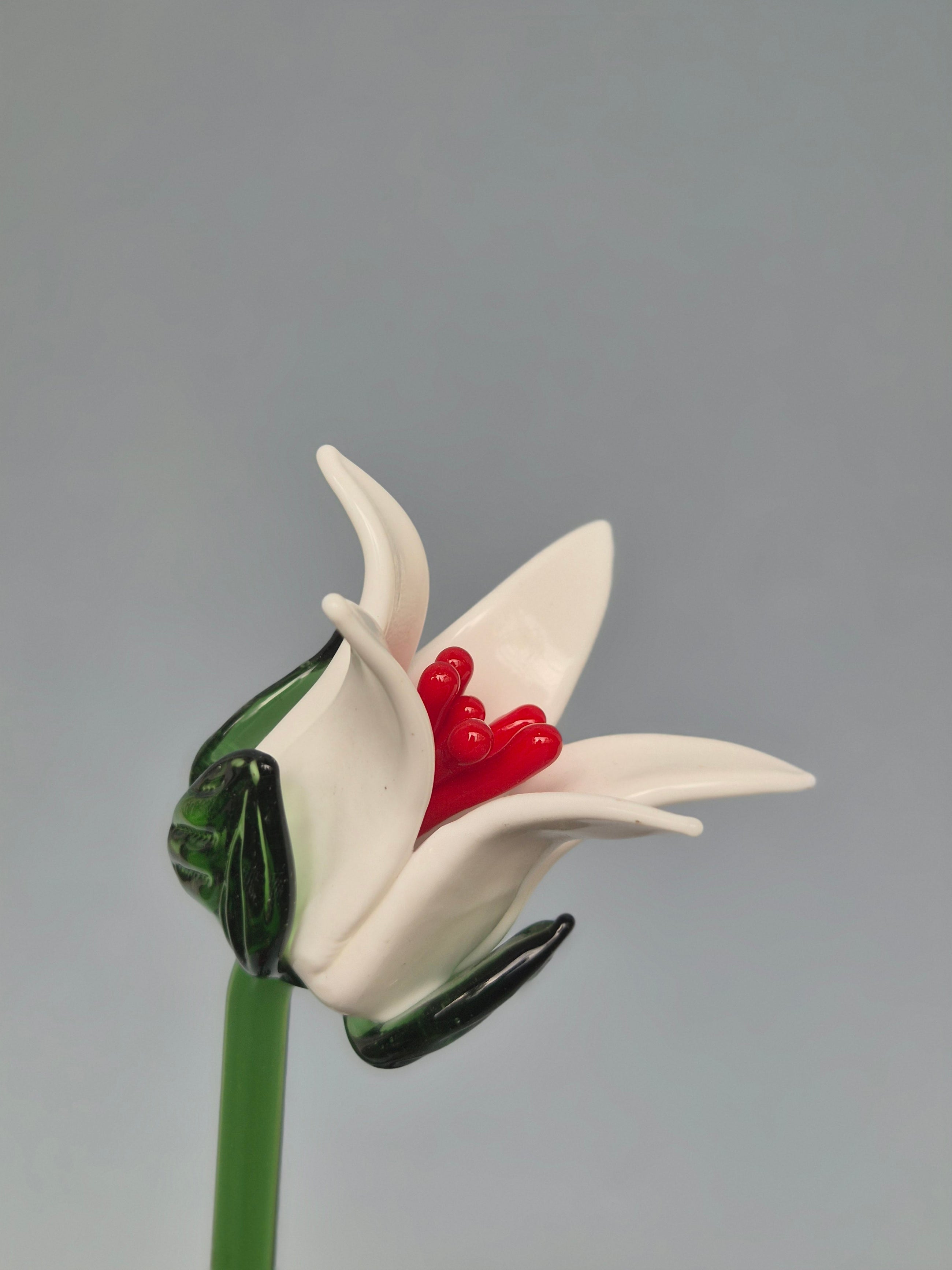Tinsel Lily Glass Flower Stem - White