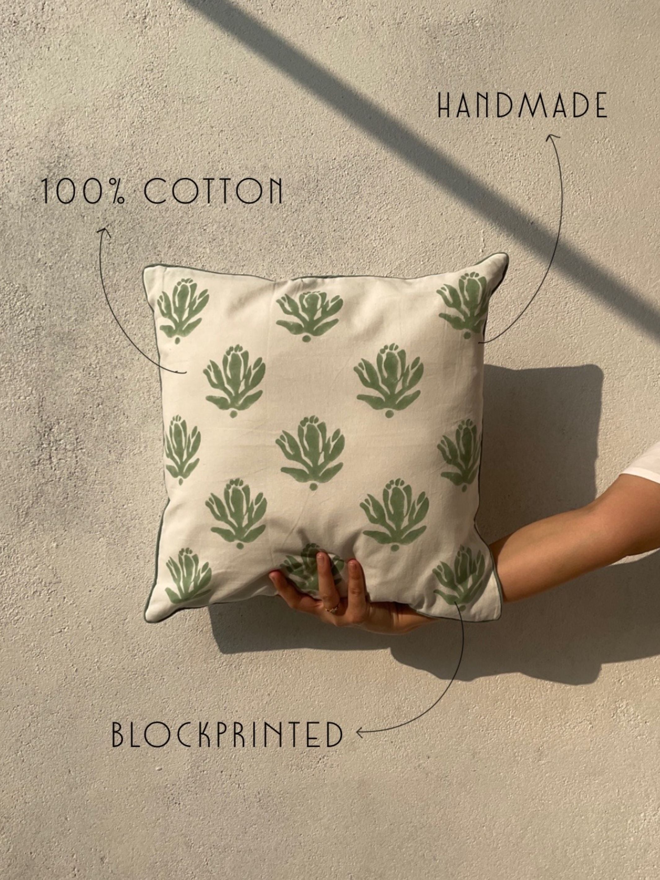 Cotton Cushion Cover - Wildflower Block Printed