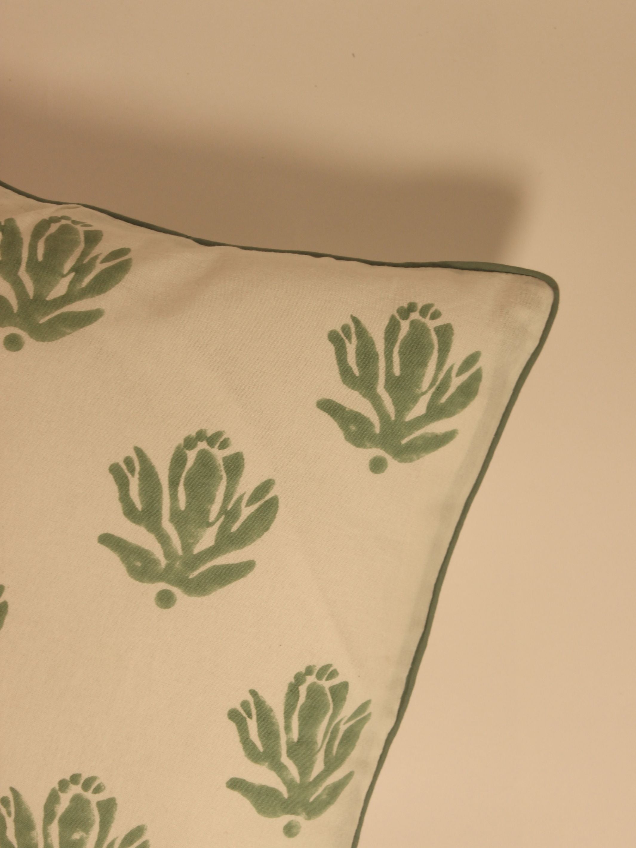 Cotton Cushion Cover - Wildflower Block Printed