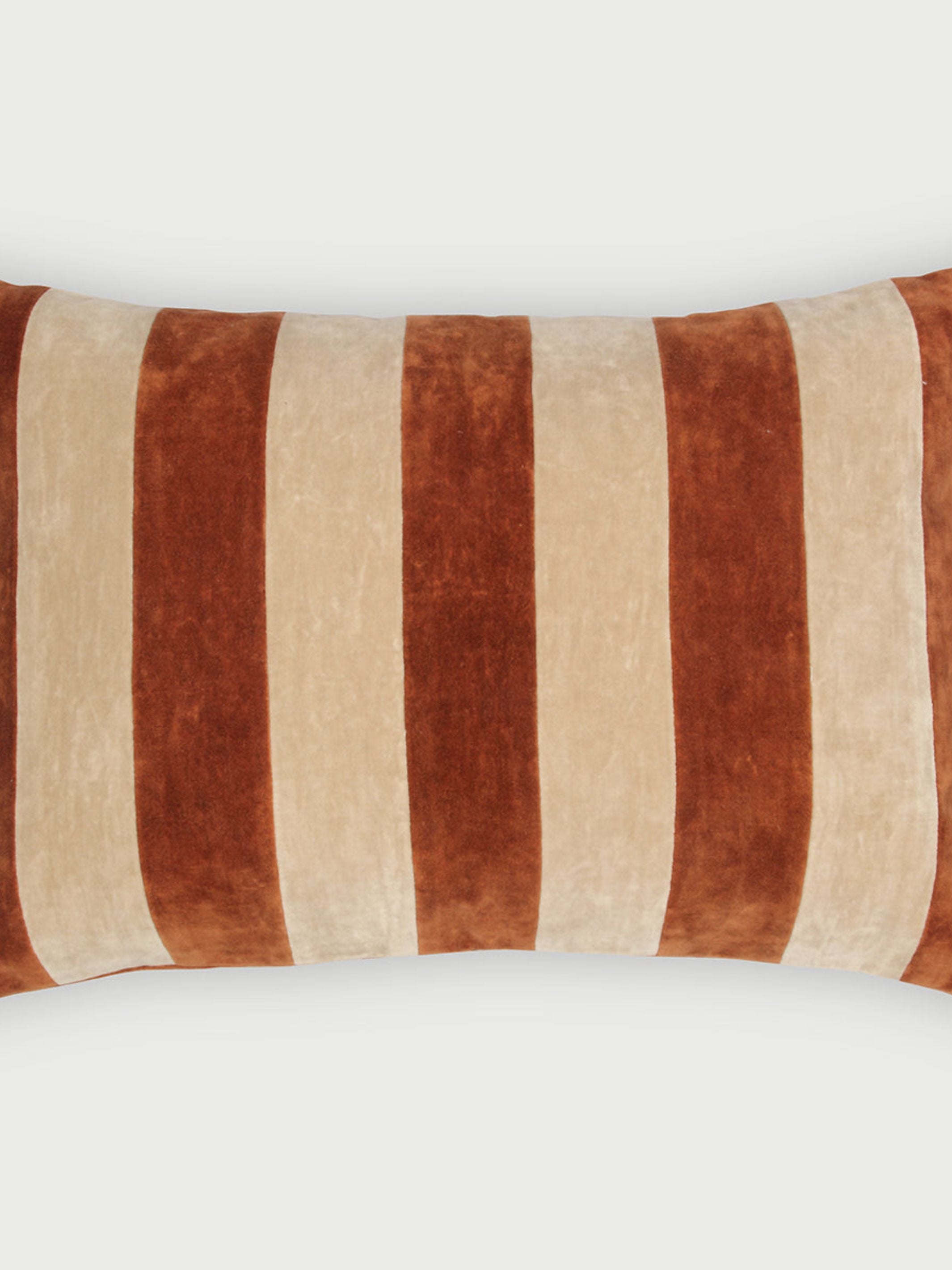 Willow Burnt Orange Velvet Stripe Cushion Cover