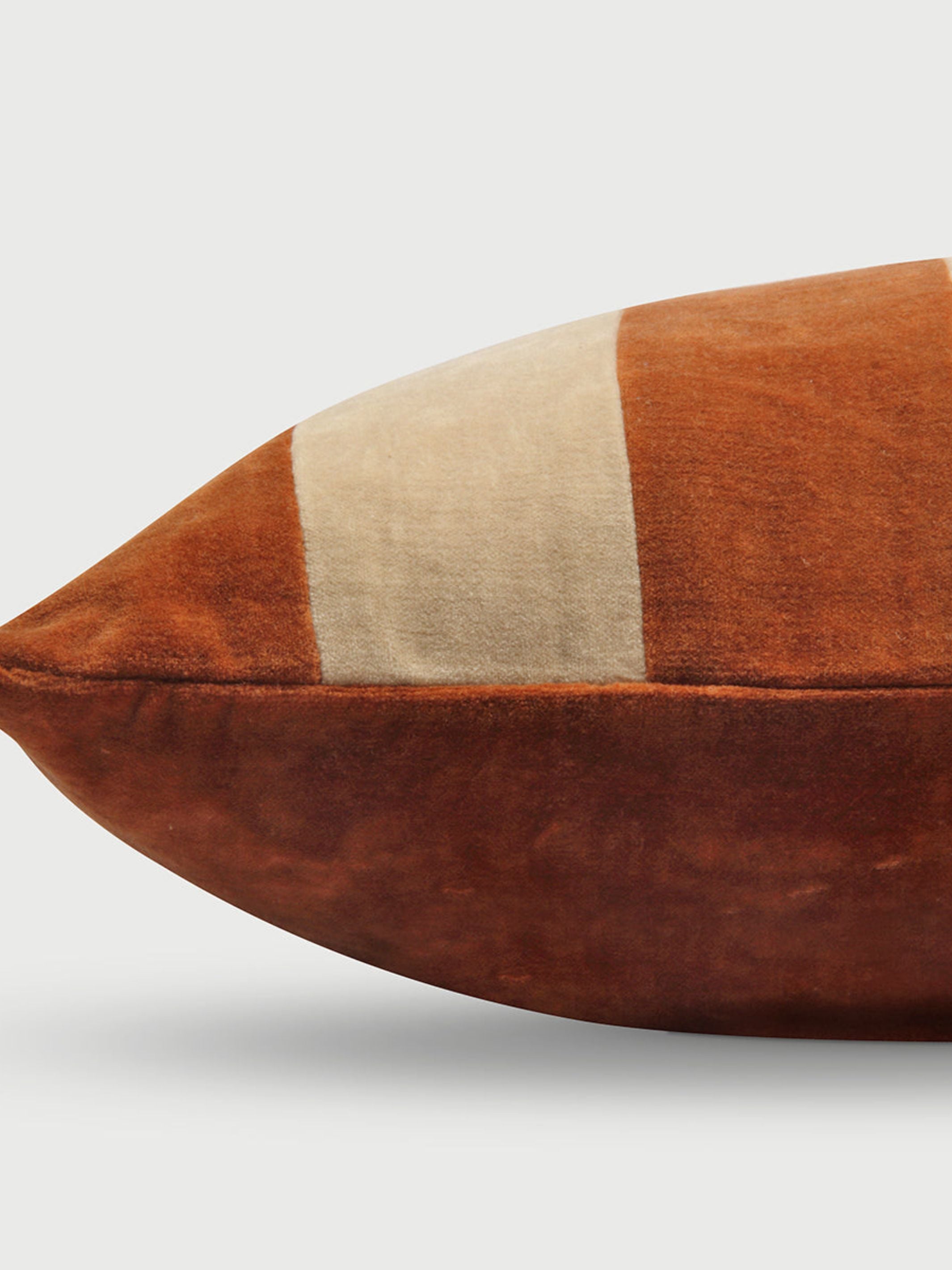 Willow Burnt Orange Velvet Stripe Cushion Cover