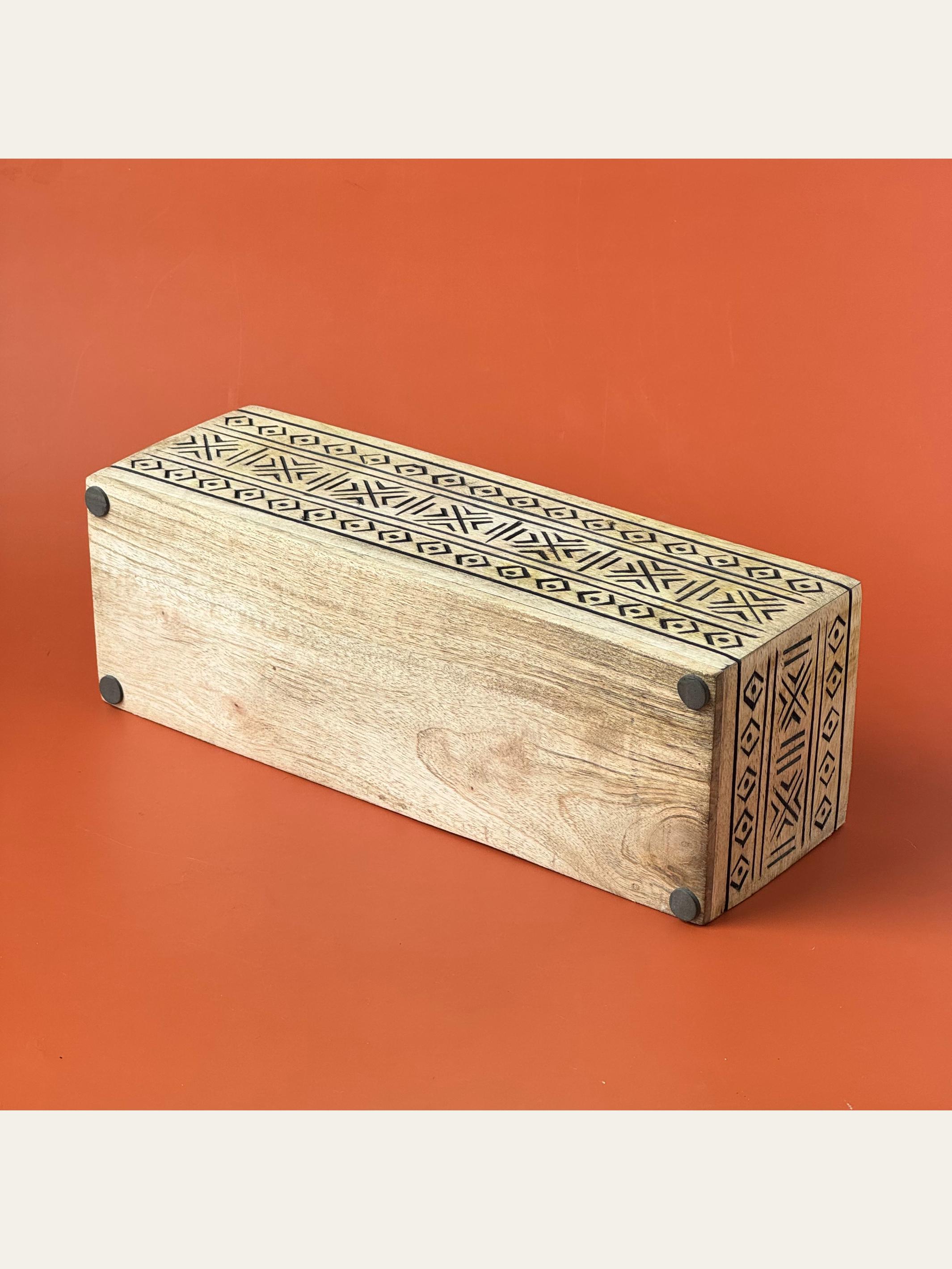 Wood Carved Cutlery Holder Black