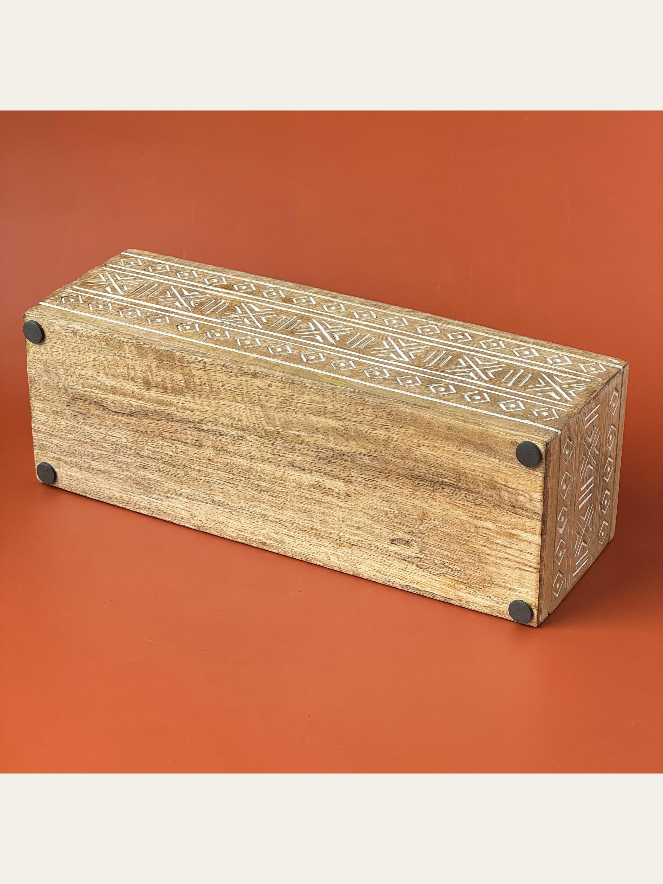 Wood Carved Cutlery Holder White