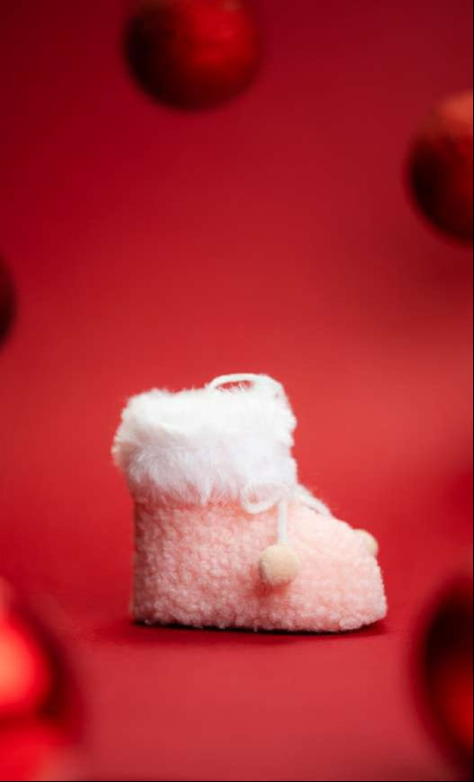 Pink Furry Christmas Boot Hanging Ornament_CC12