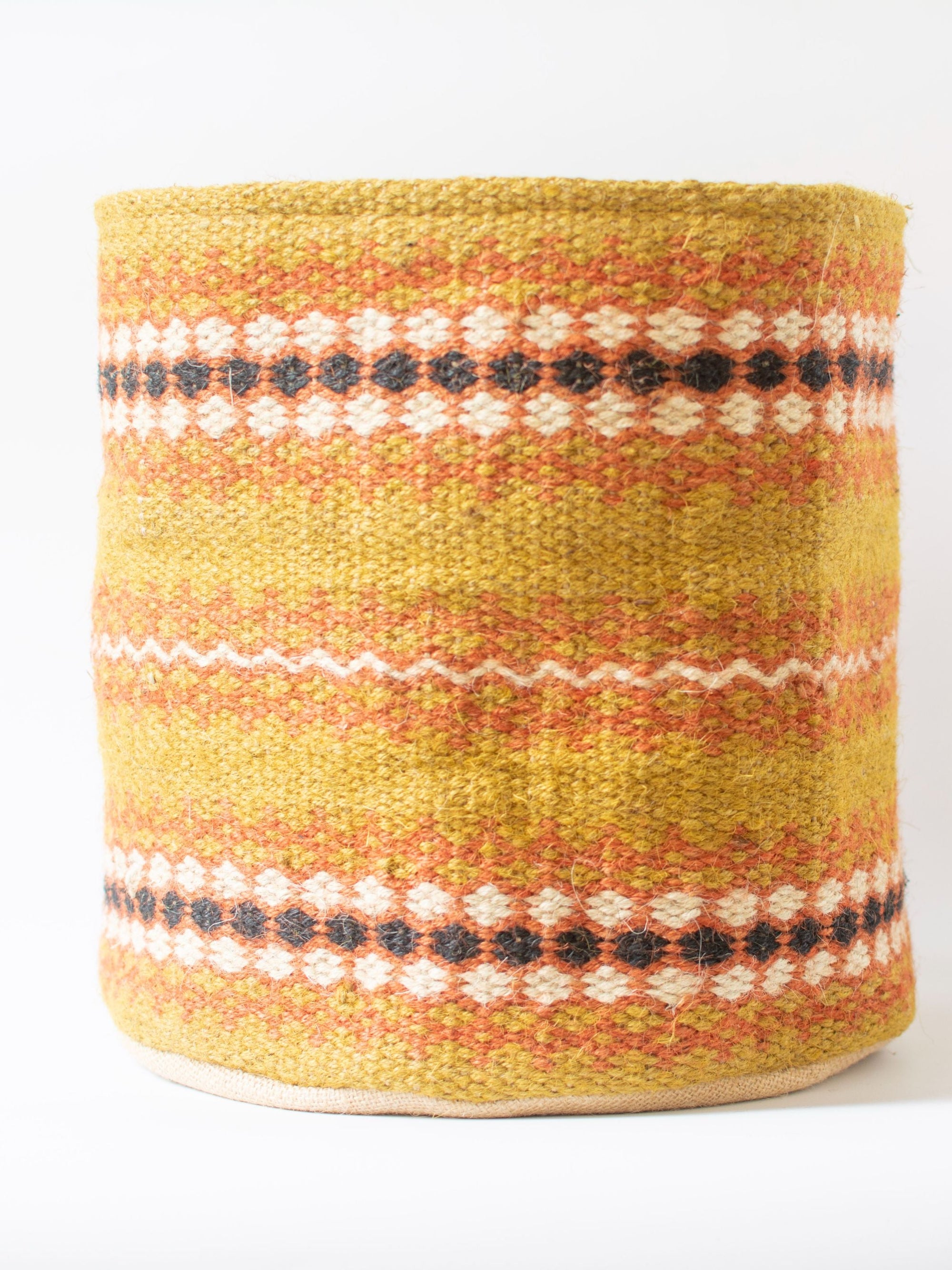 Yellow Ochre Jute Handwoven Basket Large