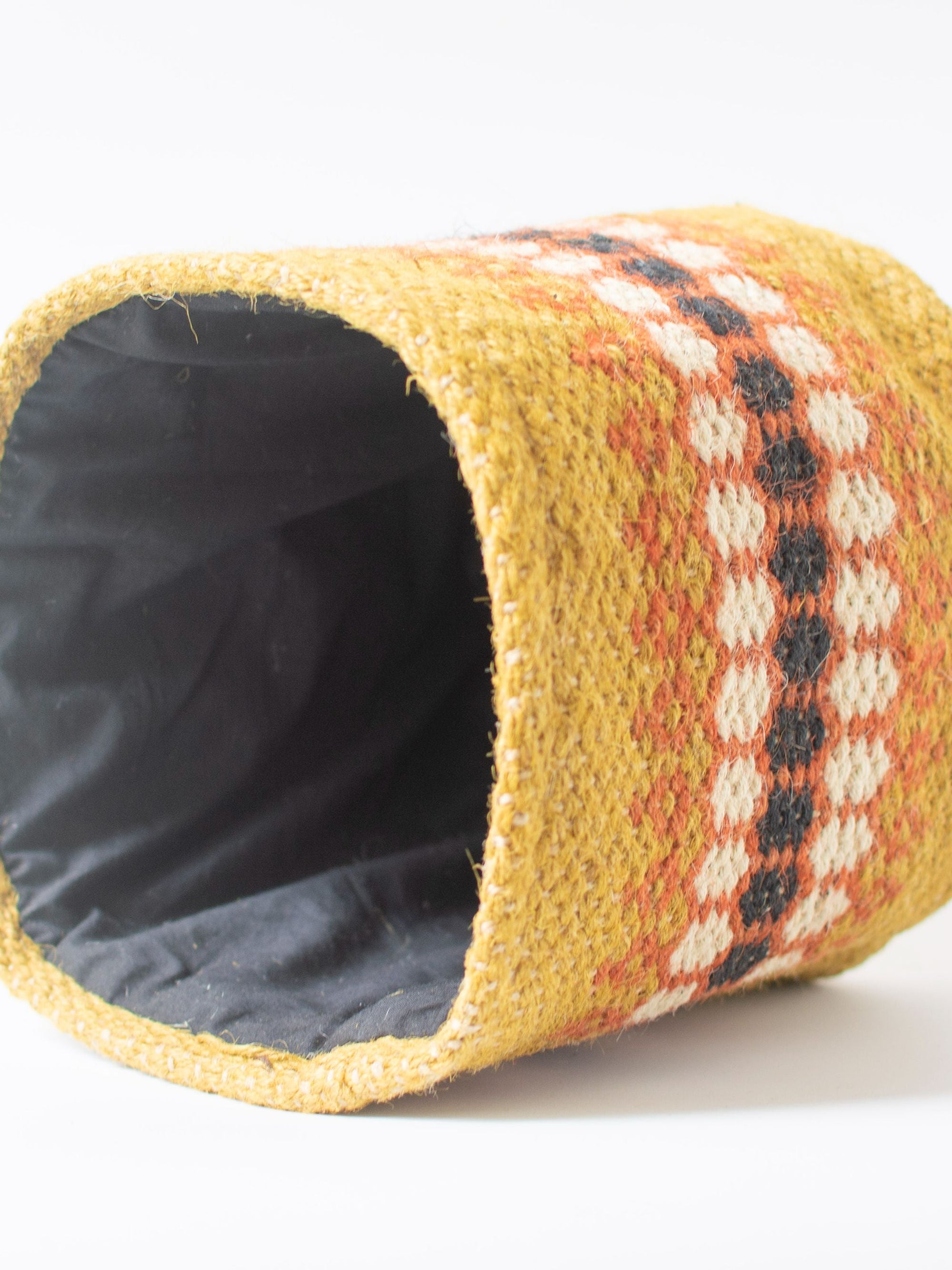 Yellow Ochre Jute Handwoven Basket Large