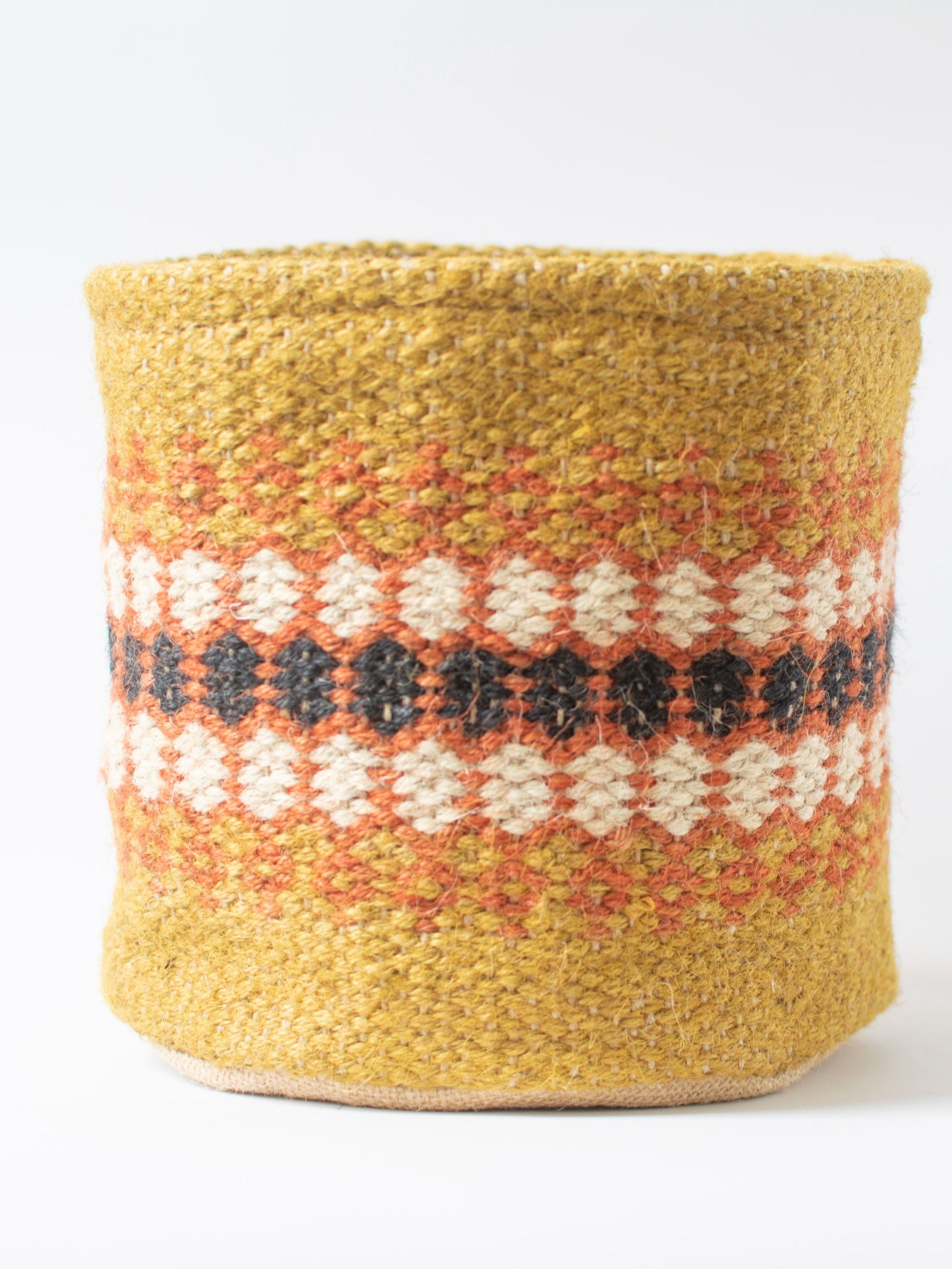 Yellow Ochre Jute Handwoven Basket Medium